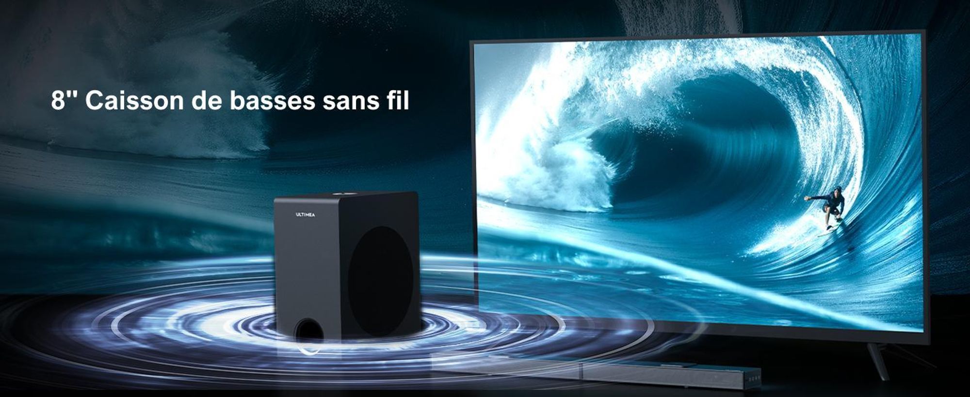 ULTIMEA Barre de son 5.1.2 canaux pour téléviseurs avec Dolby Atmos, Système de son surround home cinéma avec subwoofer pour un son cinéma, HDMI/Opt/Bluetooth