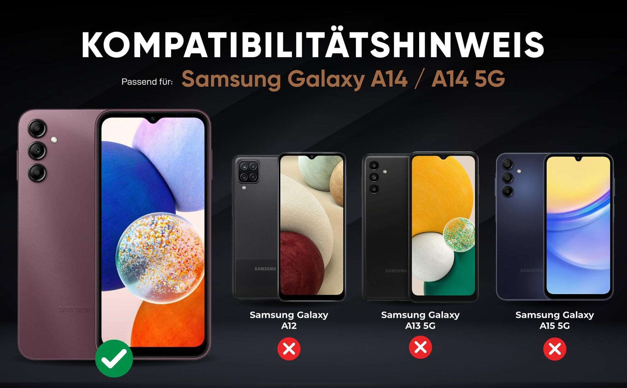 Kompatibilitätshinweise Hülle für Samsung Galaxy A14 / A14 5G