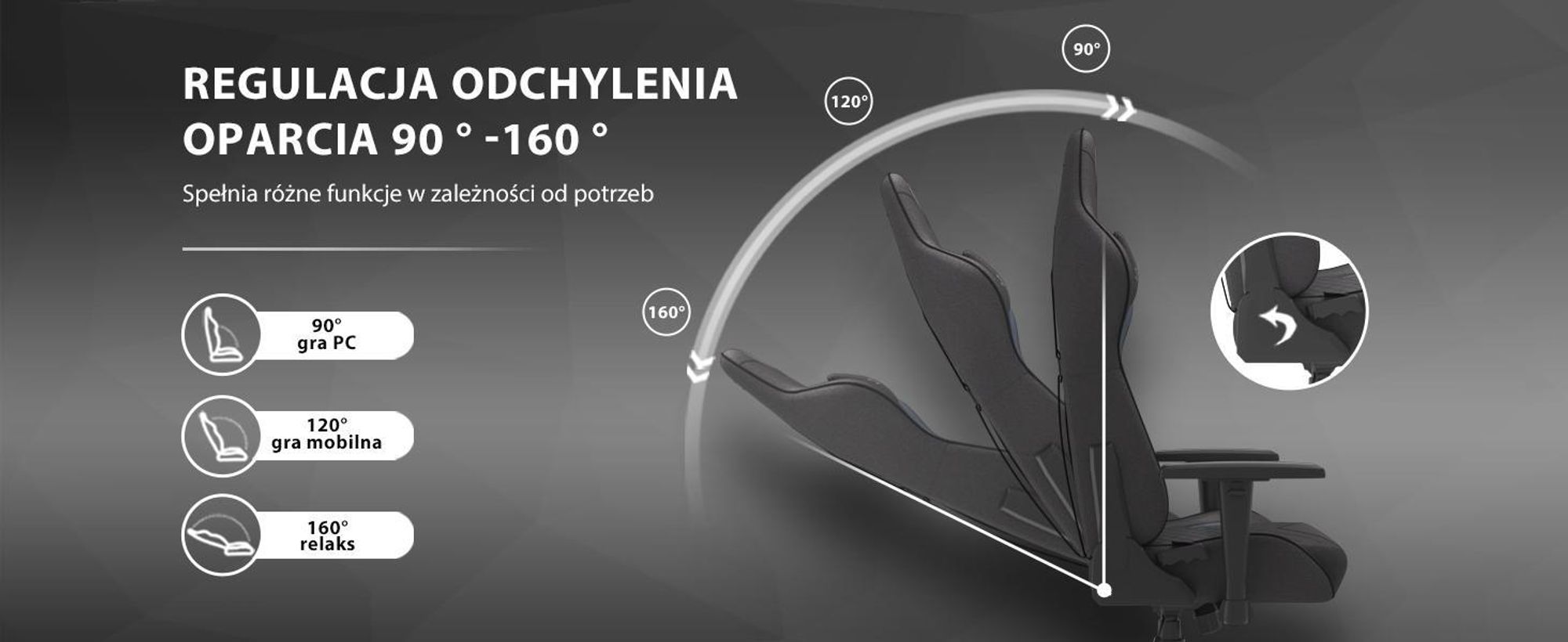 Krzesło gamingowe SENSE7 Spellcaster, tapicerka czarno-niebieska – ergonomiczne krzesło biurowe, krzesło do biurka komputerowego, krzesło dla graczy, nośność 150 kg, podłokietniki z regulacją 2D, oparcie odchylane o 160°, fotel szefa