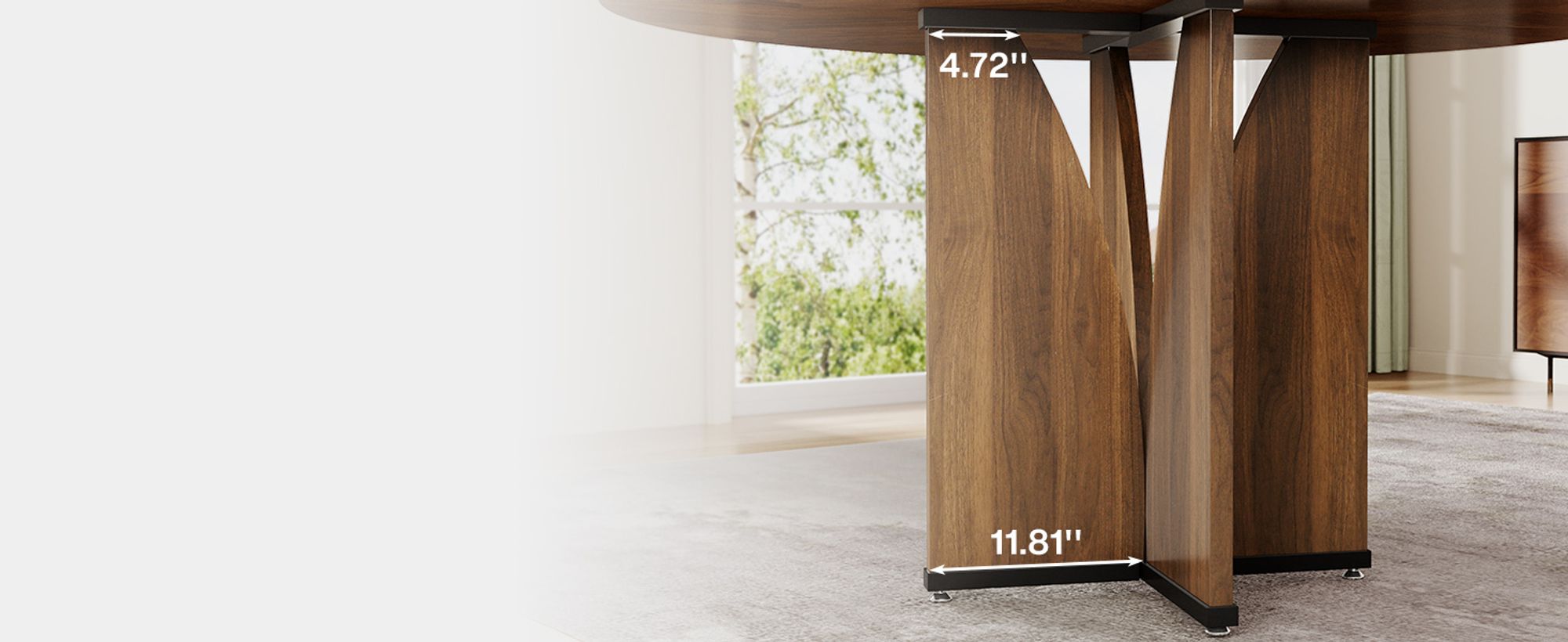 Tribesigns runder Esstisch, für 4 Personen, mit Holzplatte und Beinen, mit stabilem X-Gestell, 100*100*75 cm, Esszimmer und Wohnzimmer, rustikal Braun