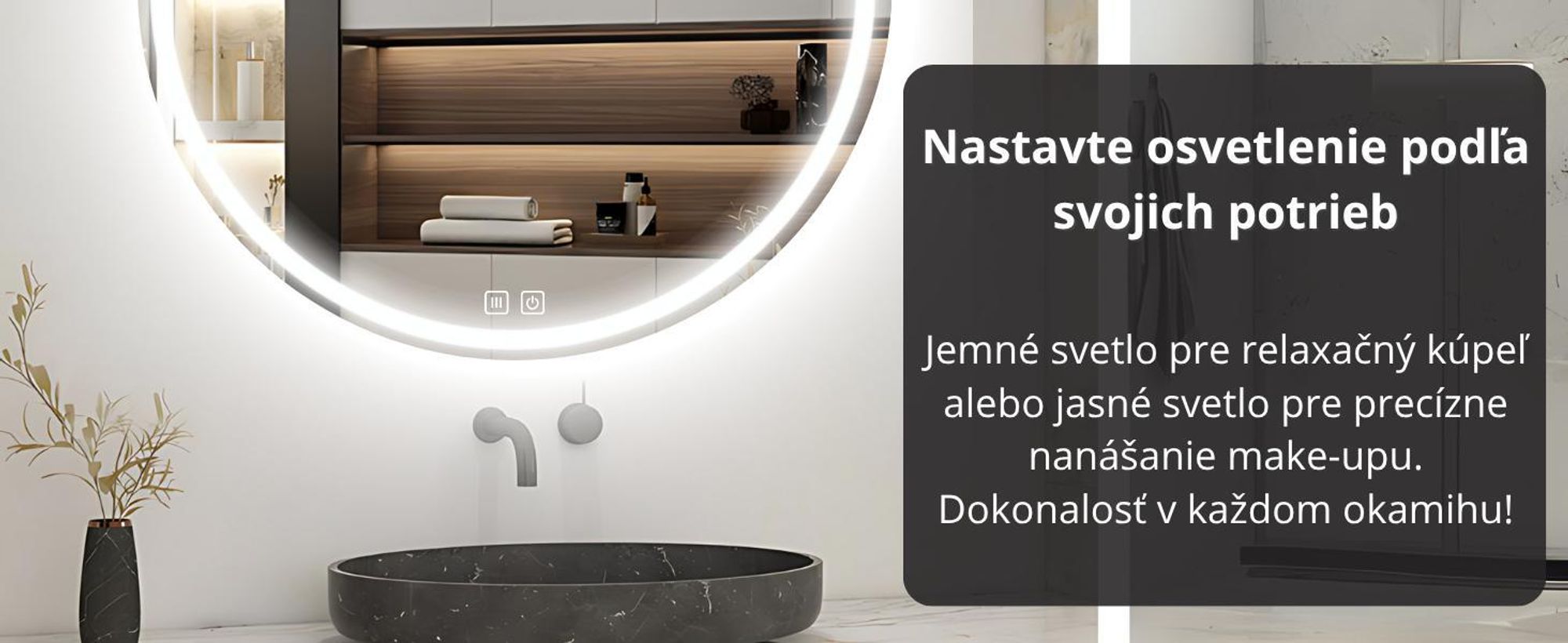 SAVE®HOME Okrúhle kúpeľňové zrkadlo bez rámu s LED osvetlením - stmievateľné - nástenné zrkadlo - 80 cm - proti zahmlievaniu Stmievateľné