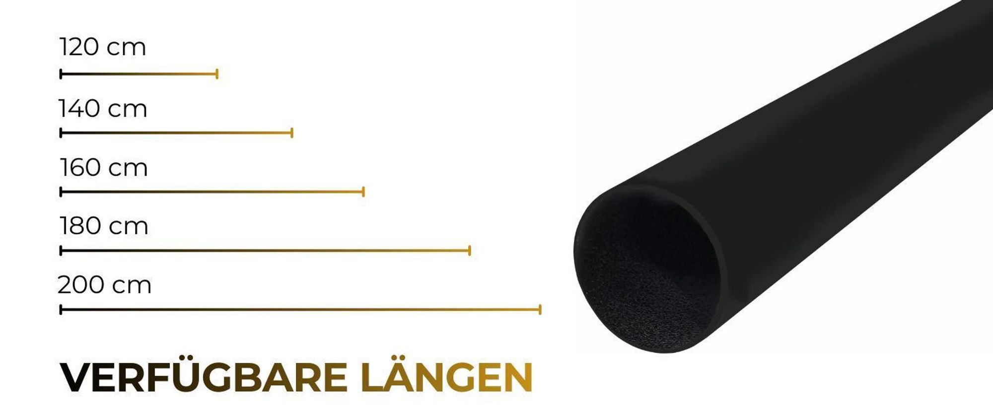160 cm Metall Rohr Ø25 mm Schwarz Matt Treppengeländer Stange Balustrade Gardinenstange Kleiderstange 0,8 mm Wandstärke Geländer