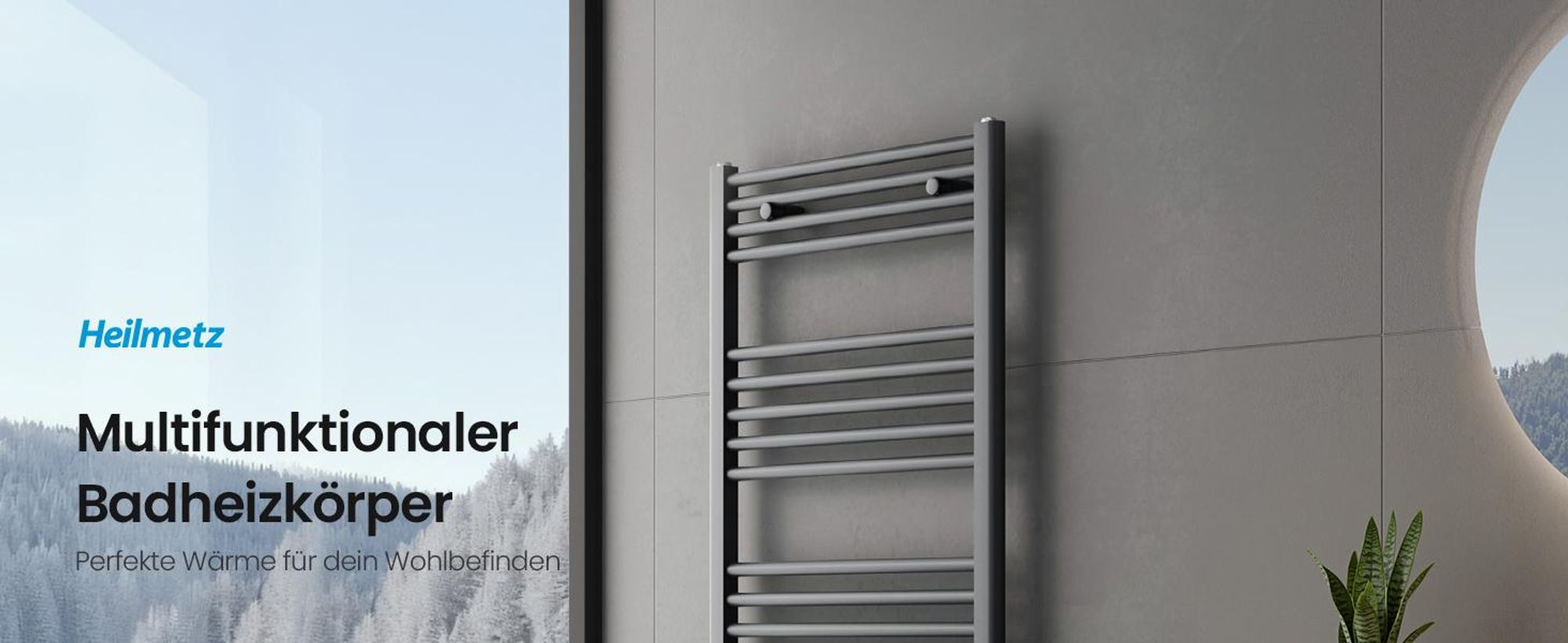 Heilmetz Handtuchheizkörper 140x60 cm 661W Warmwasser Badheizkörper, Mittelanschluss & Seitenanschluss, Handtuchtrockner