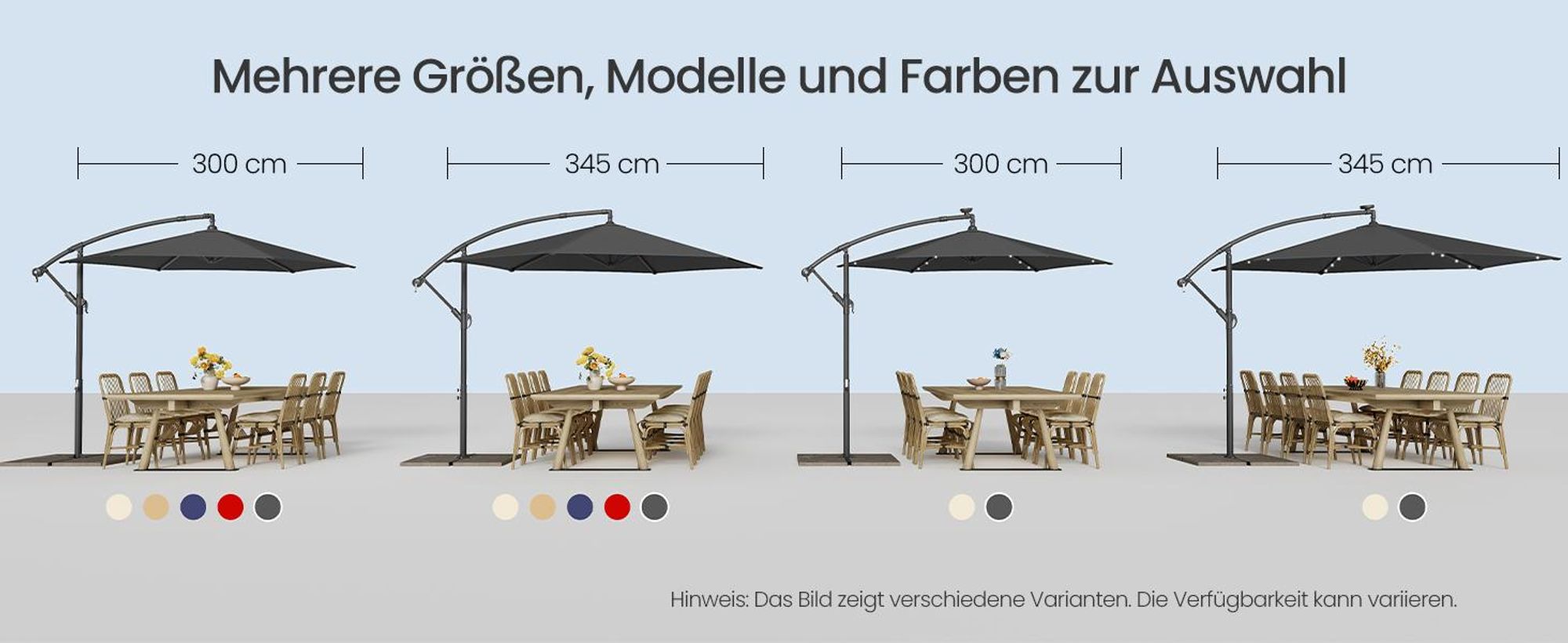 SONGMICS Sonnenschirm ampelschirm Ø 300 cm Sonnenschutz UPF 50+