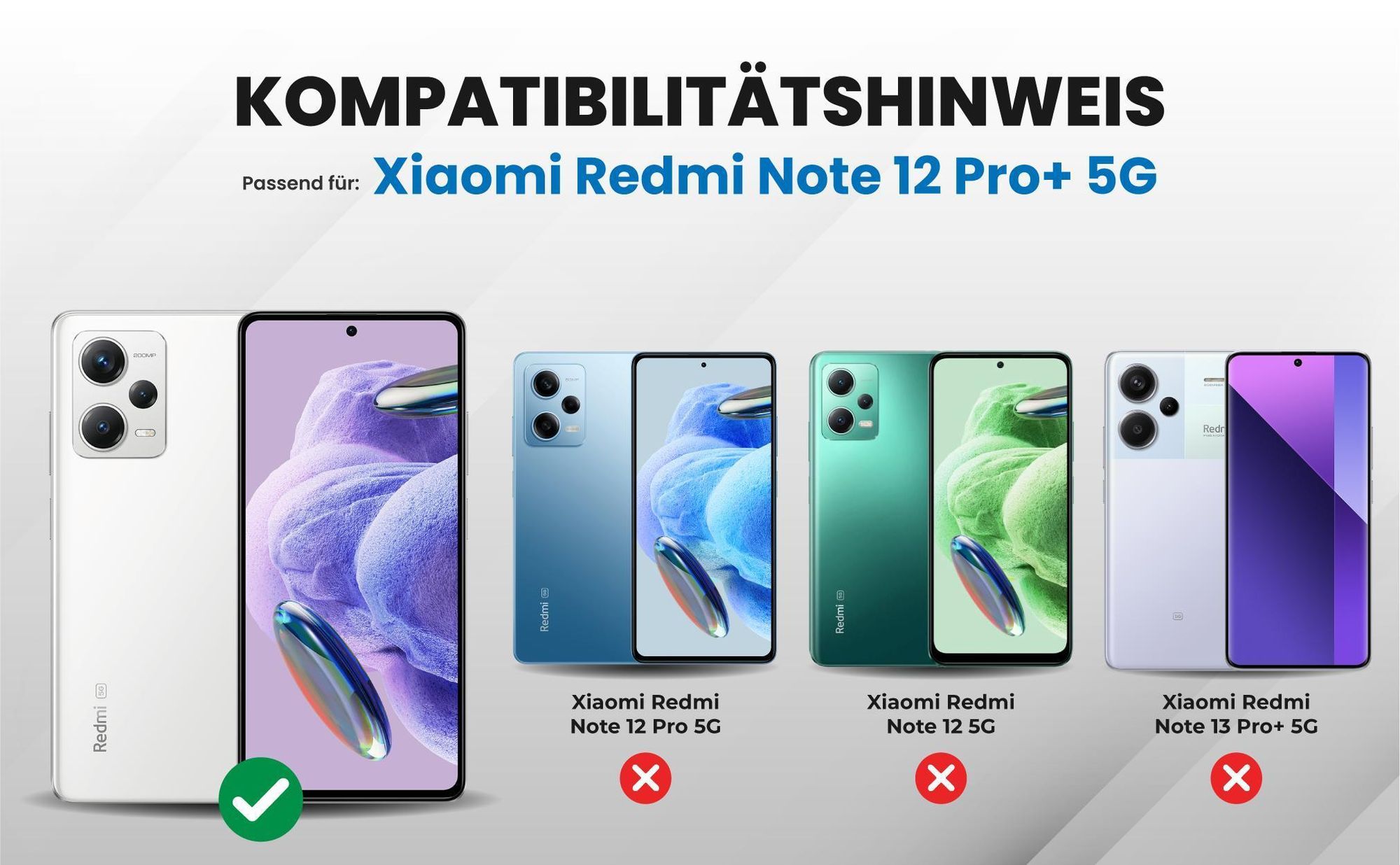Kompatibilitätshinweise Hülle für Xiaomi Redmi Note 12 Pro+ 5G