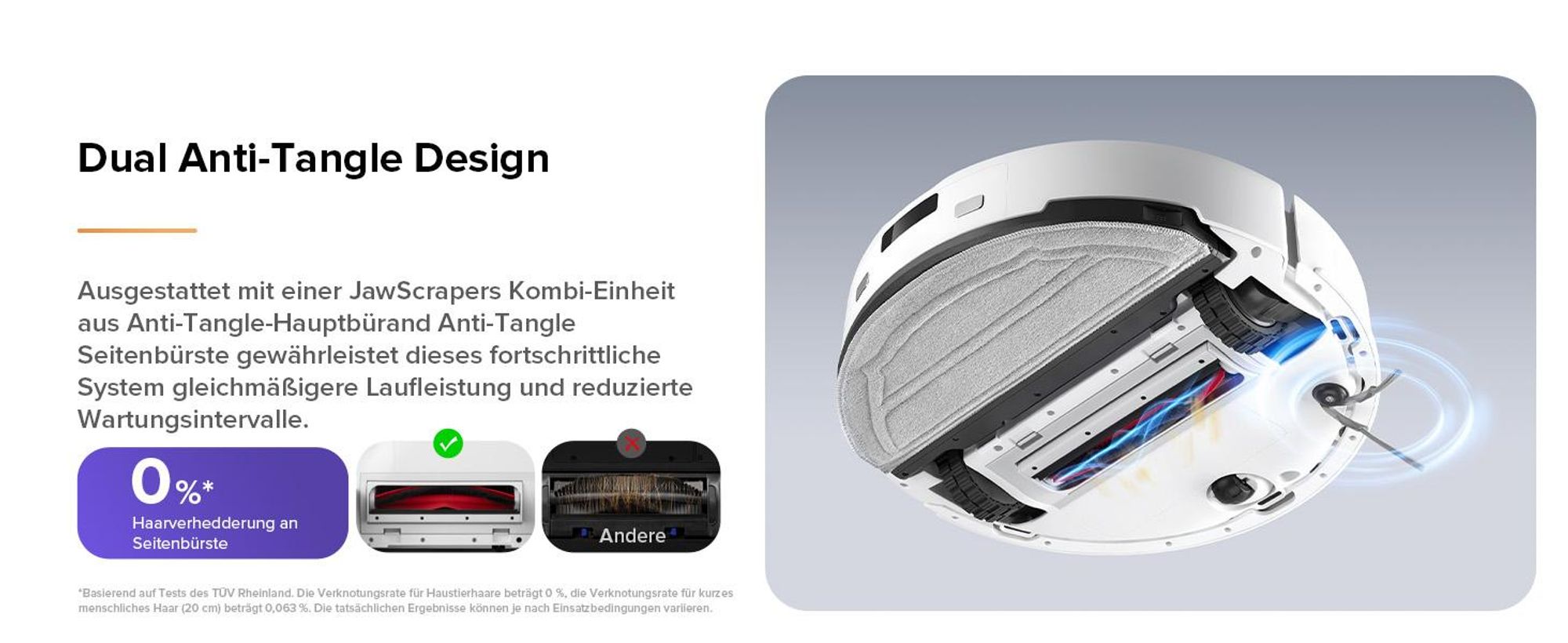Roborock Q10 S5 Saugroboter mit Wischfunktion, 10.000 Pa Staubsauger Roboter, Dual Anti-Tangle System, Auto Lifting Mopping, Ideal für Tierhaare, Weiß