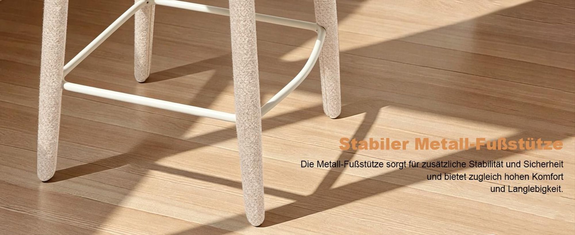 Duhome Barhocker 2er Set en Bouclé und Metall Barstuhl mit Pedal Polsterhocker Modern für Küche Esszimmer Bar Bistro, Beige