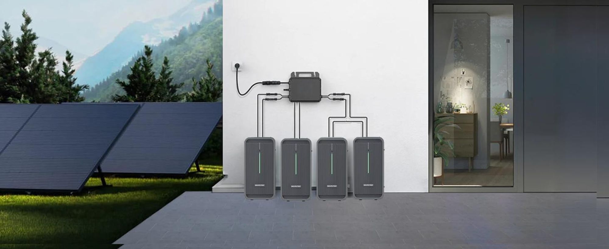 SUNNIVA® 4000W Balkonkraftwerk mit 8,96 kWh Speicher MARSTEK 4x B2500-D, 8x 500W BIFAZIAL FULLBLACK komplett Steckdose, PV Solaranlage + Solarspeicher
