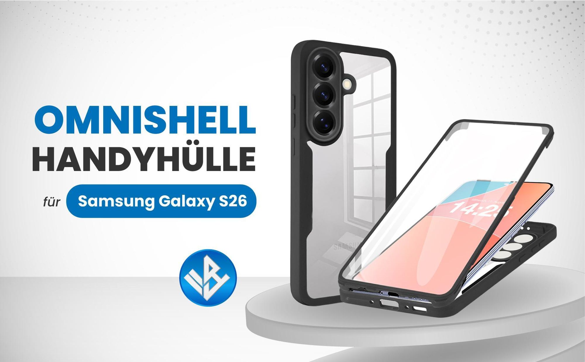 Schwarze 360 Grad Hülle für Samsung Galaxy S26 mit Kameraschutz