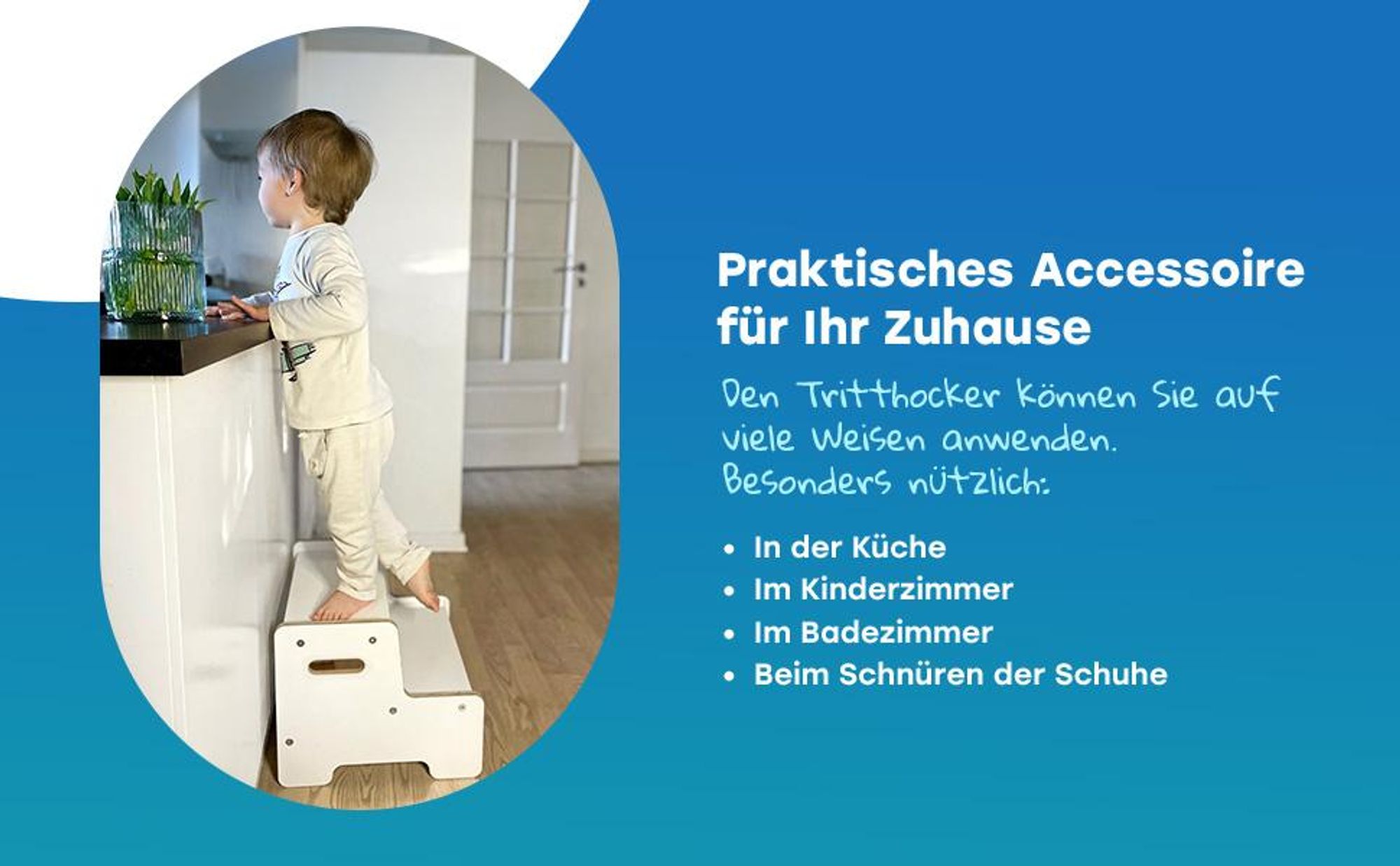 Obubu Tritthocker für Kinder, Montessori, Tritthocker Kinder, 2 Stufen - Weiß