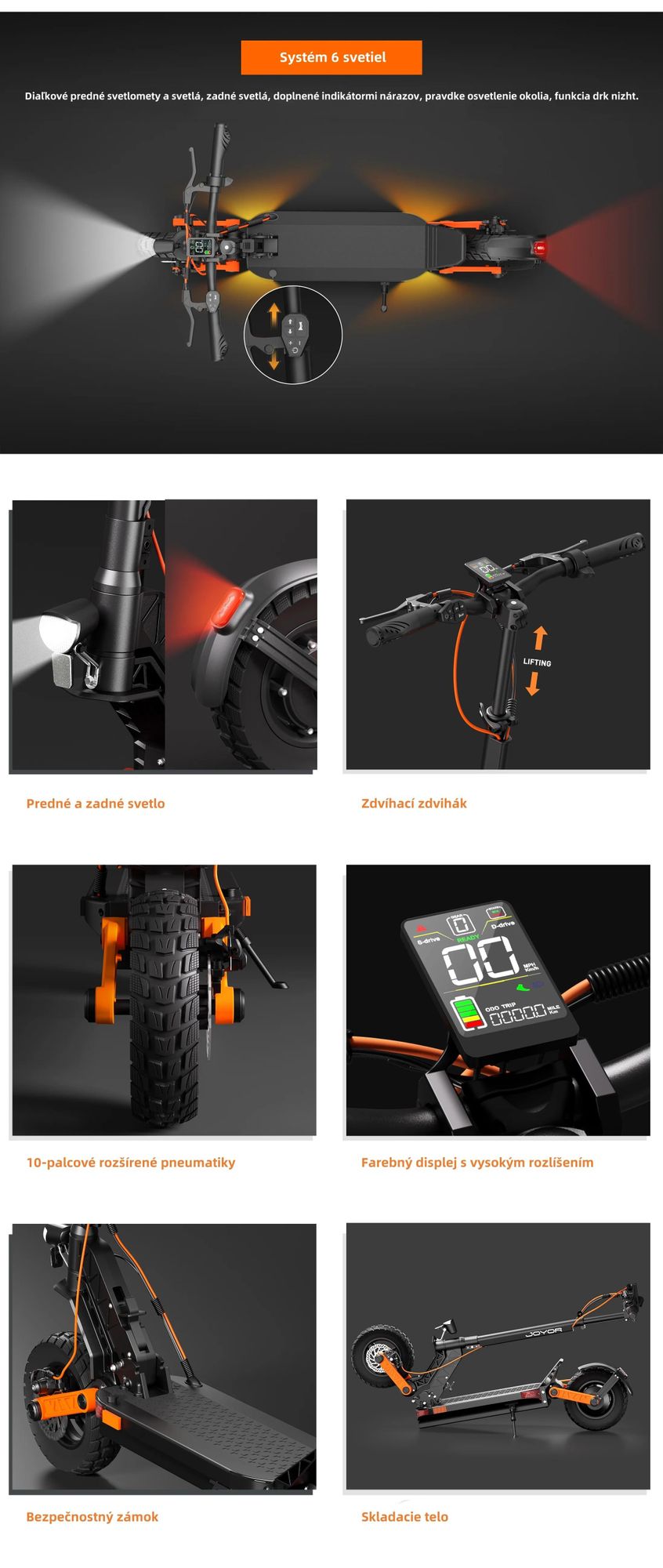 JOYOR S8 Skladateľný Elektrický kolobežka - 600W Motor 48V26AH Batéria 10-palcové Pneumatiky Mechanické Disk Brzdy - Čierna