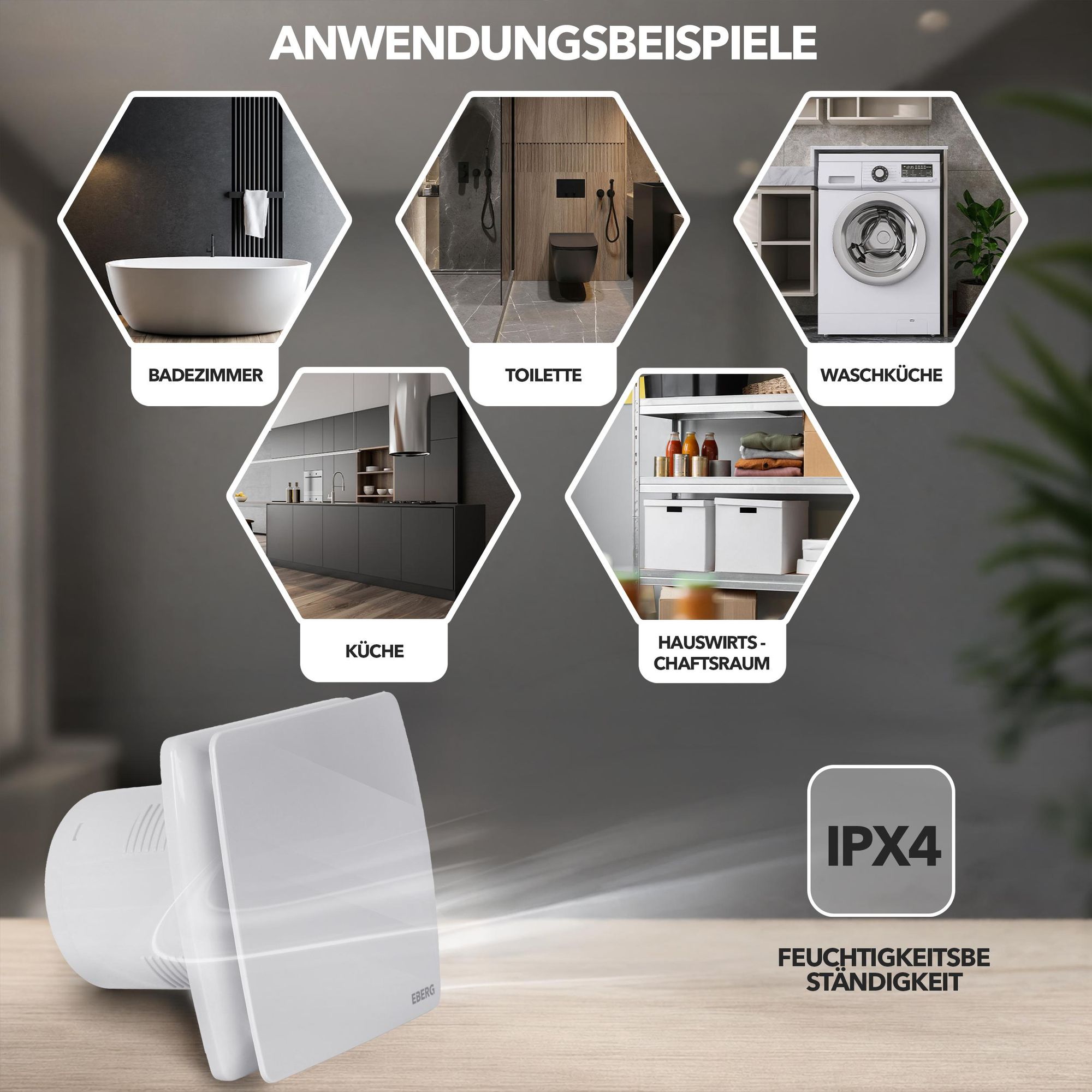 EBERG AXI 100 T Badlüfter 100 mm Timer Rückstauklappe Weiß
