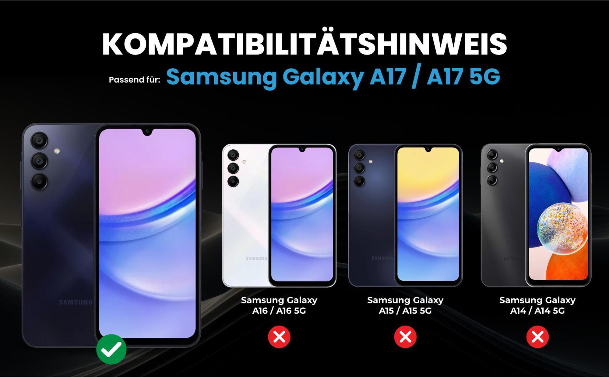 Kompatibilitätshinweise Hülle für Samsung Galaxy A17 / A17 5G