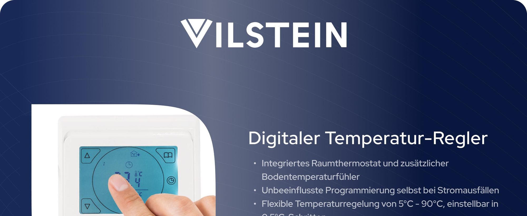 VILSTEIN© Elektrische Fußbodenheizung 150W/m² TWIN Technologie Elektro Komplett-Set -  3m² - 6m