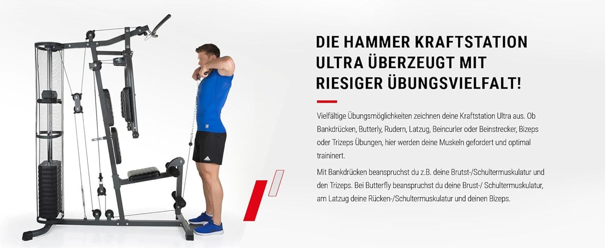 HAMMER Kraftstation Kraftmaschine Ultra, Multifunktions Gym, zahlreiche Übungsvarianten auf geringer Stellfläche