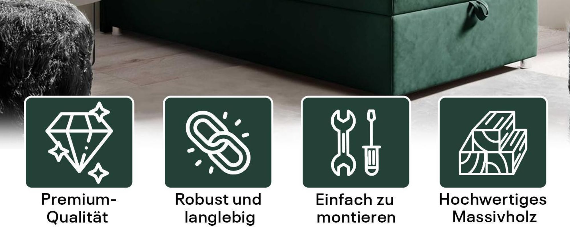 Best for Home Boxspringbett mit Bettkasten Trinity K11-SINGLE 70x200 Bonellfederkern inkl. Topper - Beige