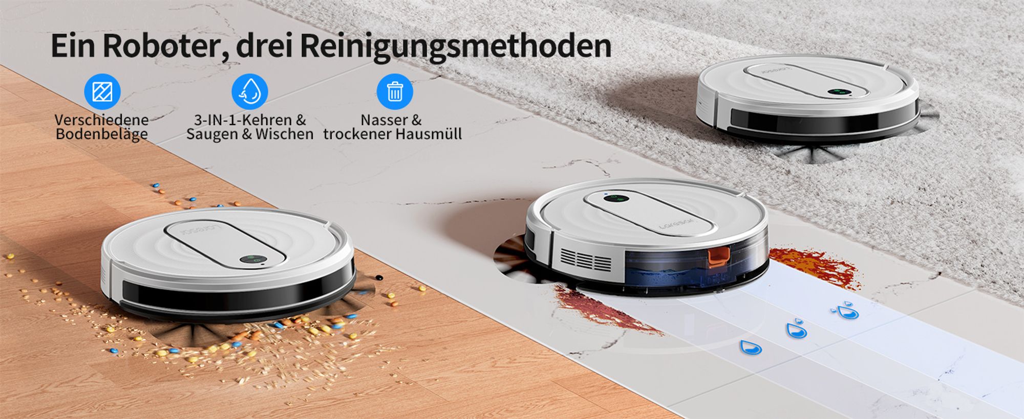 Laresar P10 4500 Pa 3-in-1 Roboterstaubsauger, Neu für 2025！