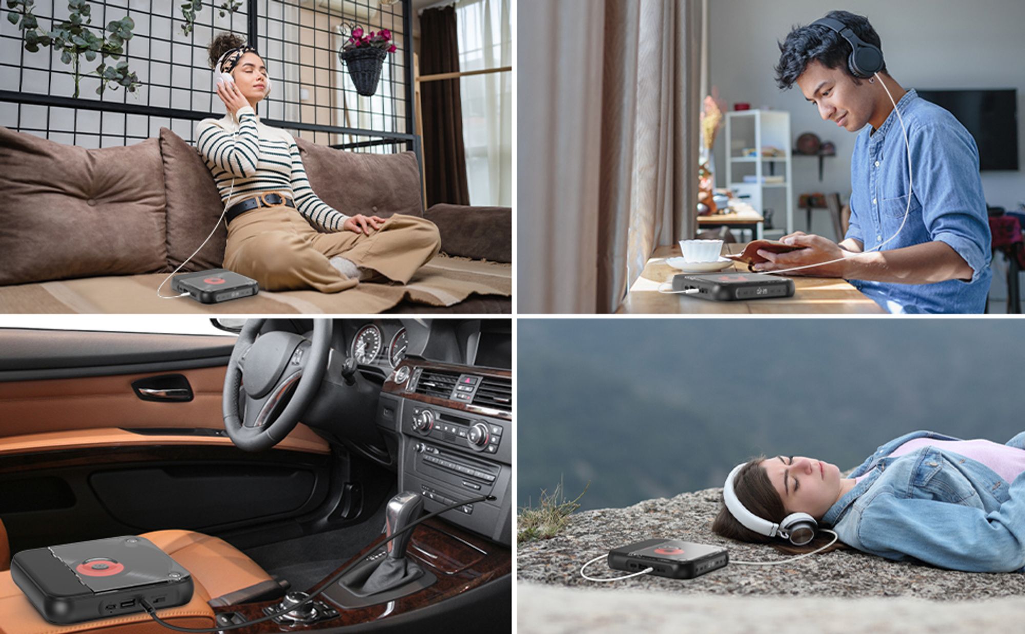 ZELURXX Tragbarer Bluetooth CD-Player mit USB-C Schnellladung – Ultraflach & Kompakt – Unterstützt MP3/WMA – Perfekt für unterwegs & Zuhause – Grün