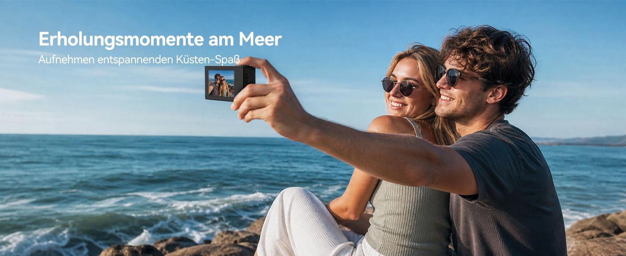 SVbony SVGO2 Action-Kamera 4K/30 fps IPX8 wasserdicht,30m,WLAN, EIS, 2,0-Zoll-Touchscreen, mit Auftriebsstange 2x1350mAh Akkus für Schnorchel, Surfen