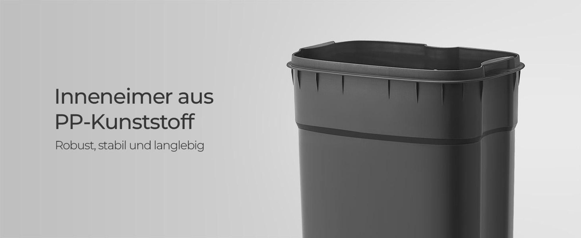 SONGMICS 30L Abfalleimer Mülleimer Treteimer aus Stahl Recycling Abfallbehälter Küche Papierkorb 63cm Rauchgrau LTB03GS
