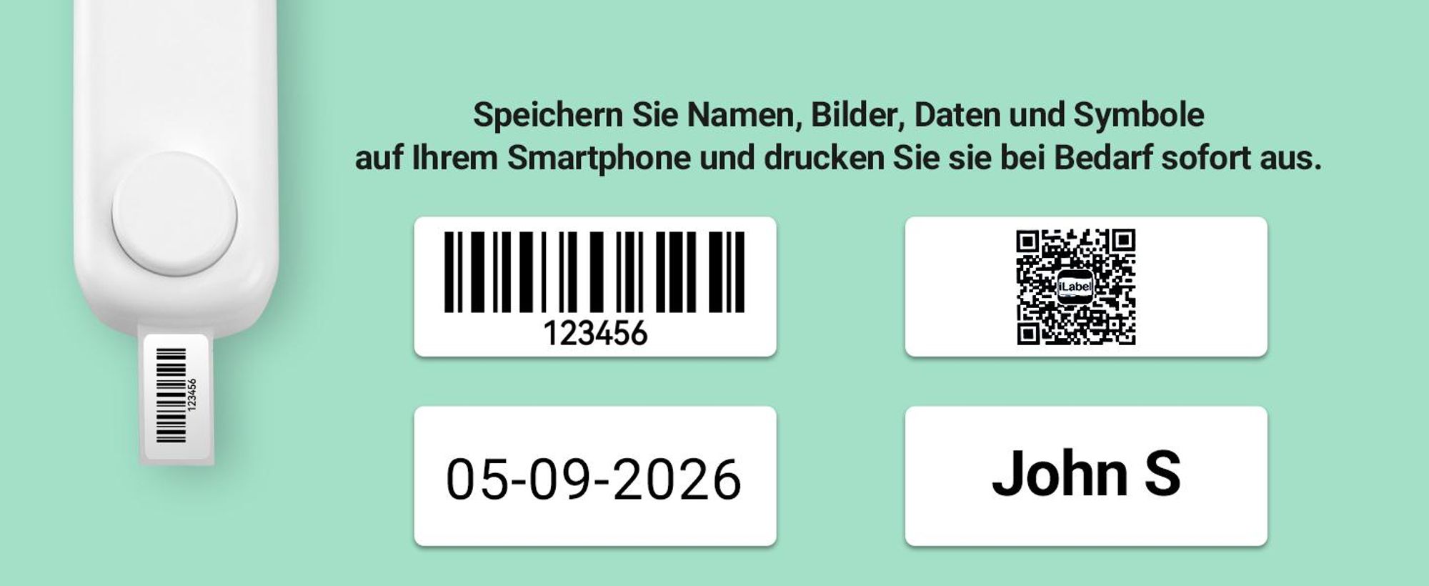 Mini Etikettendrucker Bluetooth mit 1700+ Symbolen Wiederaufladbarer - August LBP160W