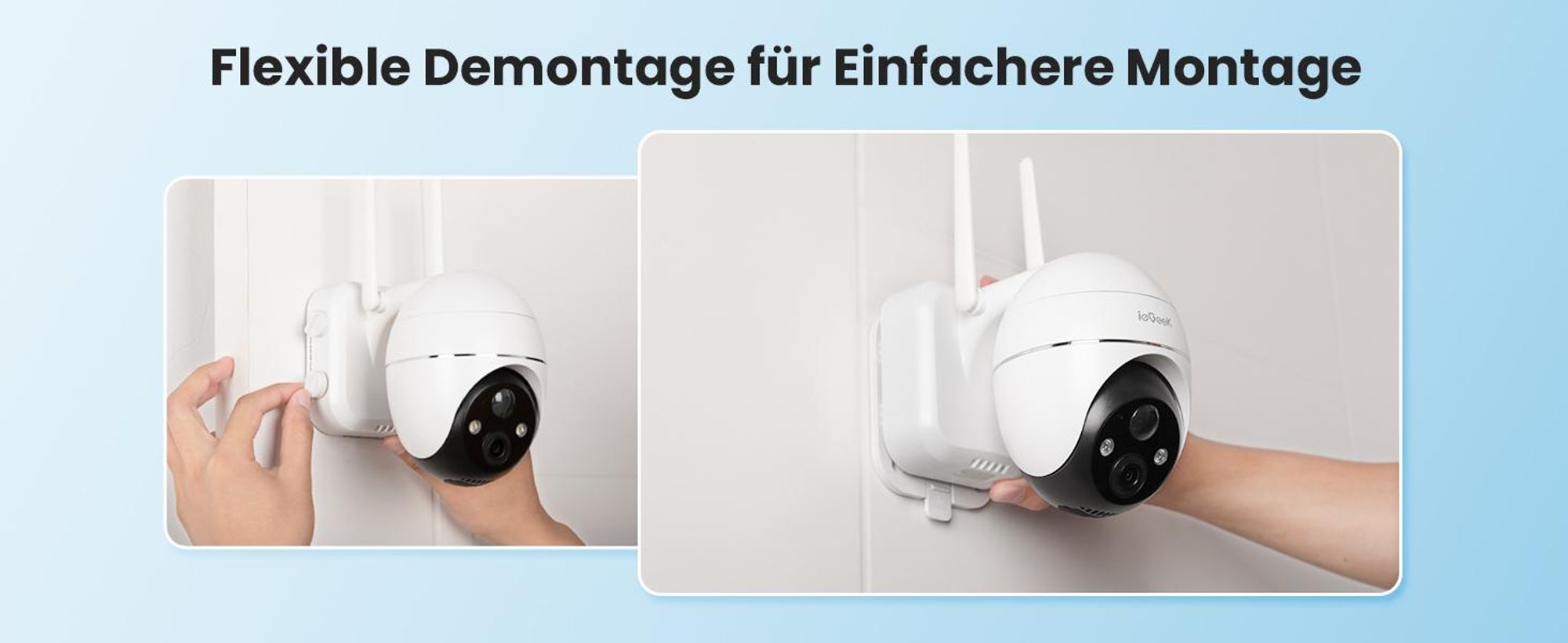 ieGeek 2K Solar Überwachungskamera Aussen Akku, Kamera Outdoor mit 360°-Überwachung