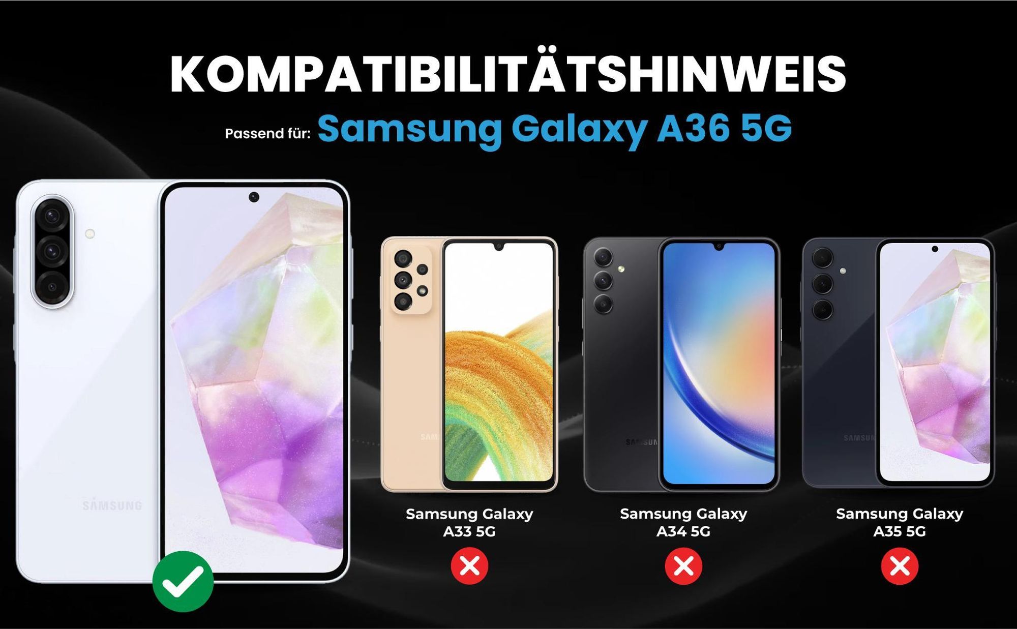 Kompatibilitätshinweise Hülle für Samsung Galaxy A36 5G