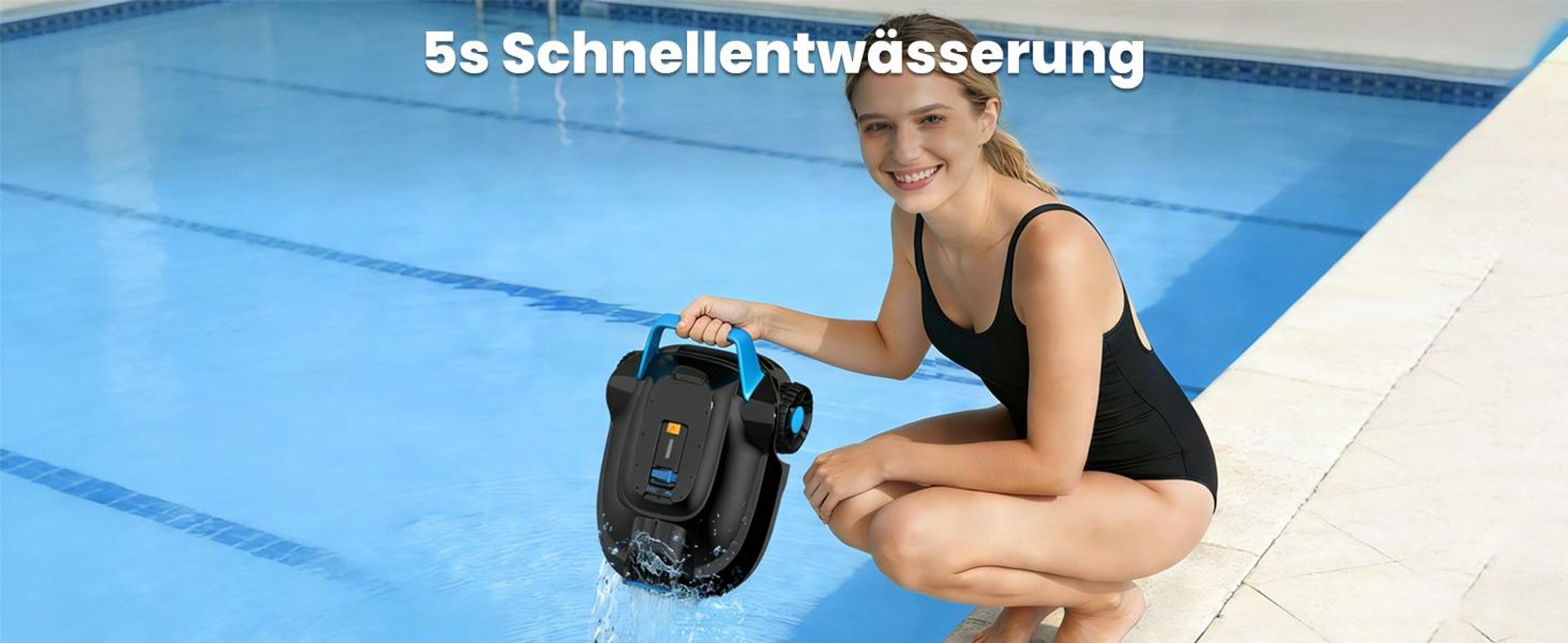 AIRROBO CP02 Poolroboter, 3000LPH Leistungsstarke, 120min Laufzeit, Selbsteinparkfunktion