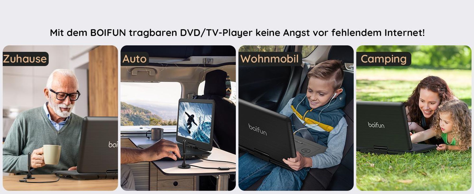 Boifun tragbarer DVD-Player mit ATSC-TV und FM-Radio 15,6-Zoll-HD-Schwenkbildschirm integriertem Akku HDMI-Eingang für TV-Stick USB-/TF-Karten