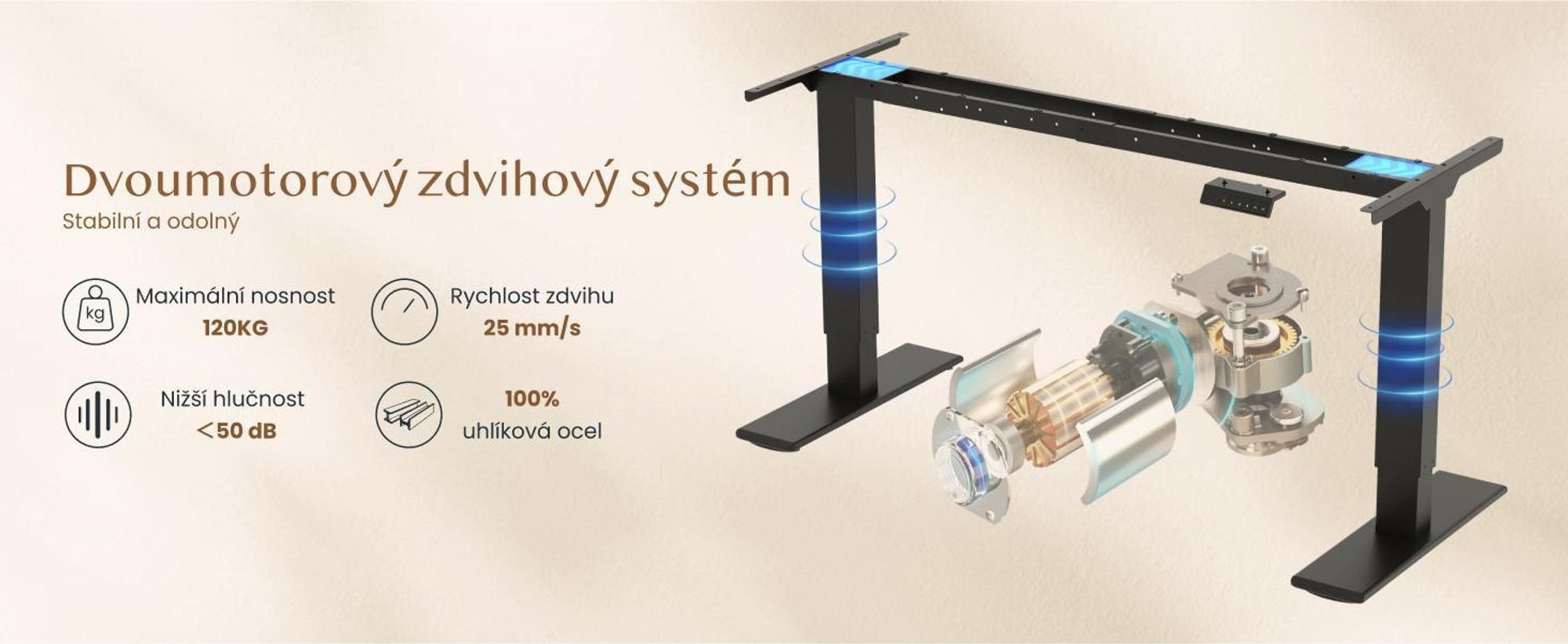FLEXISPOT QB2 Výškově nastavitelný elektrický stůl 180 x 80 cm, 2 SILNÉ MOTORY, nosnost 120 kg, ochrana proti kolizi, 4 paměťové funkce (hnědý)