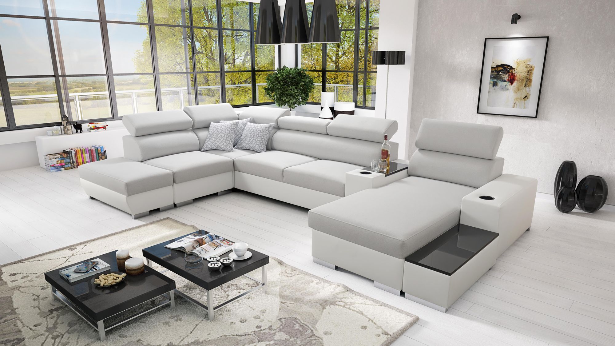 Graue Eckcouch Ecksofa PERS V