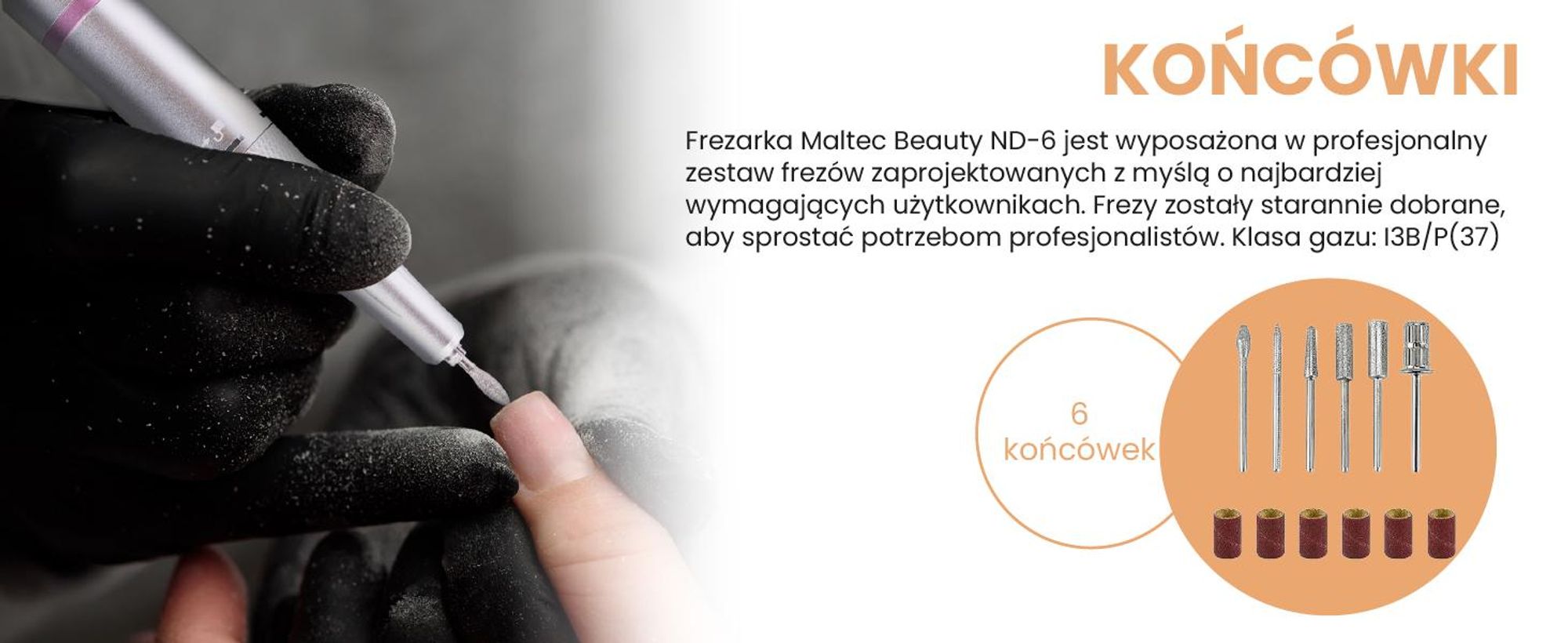 Maltec Beauty Frezarka do paznokci ND-6 + frezy