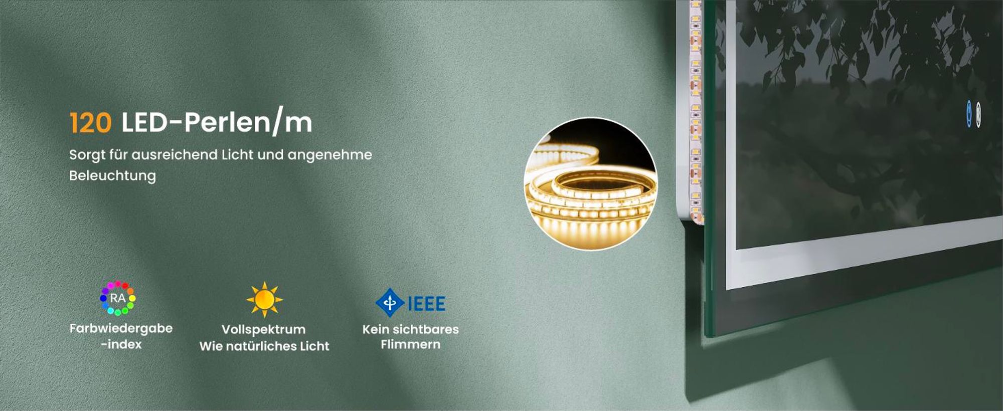 Mai & Mai Wandspiegel Badezimmer Spiegel LED 140x70cm LED Bad-Spiegel mit Touchschalter, Beschlagfrei durch Antifog-Schicht nova-01