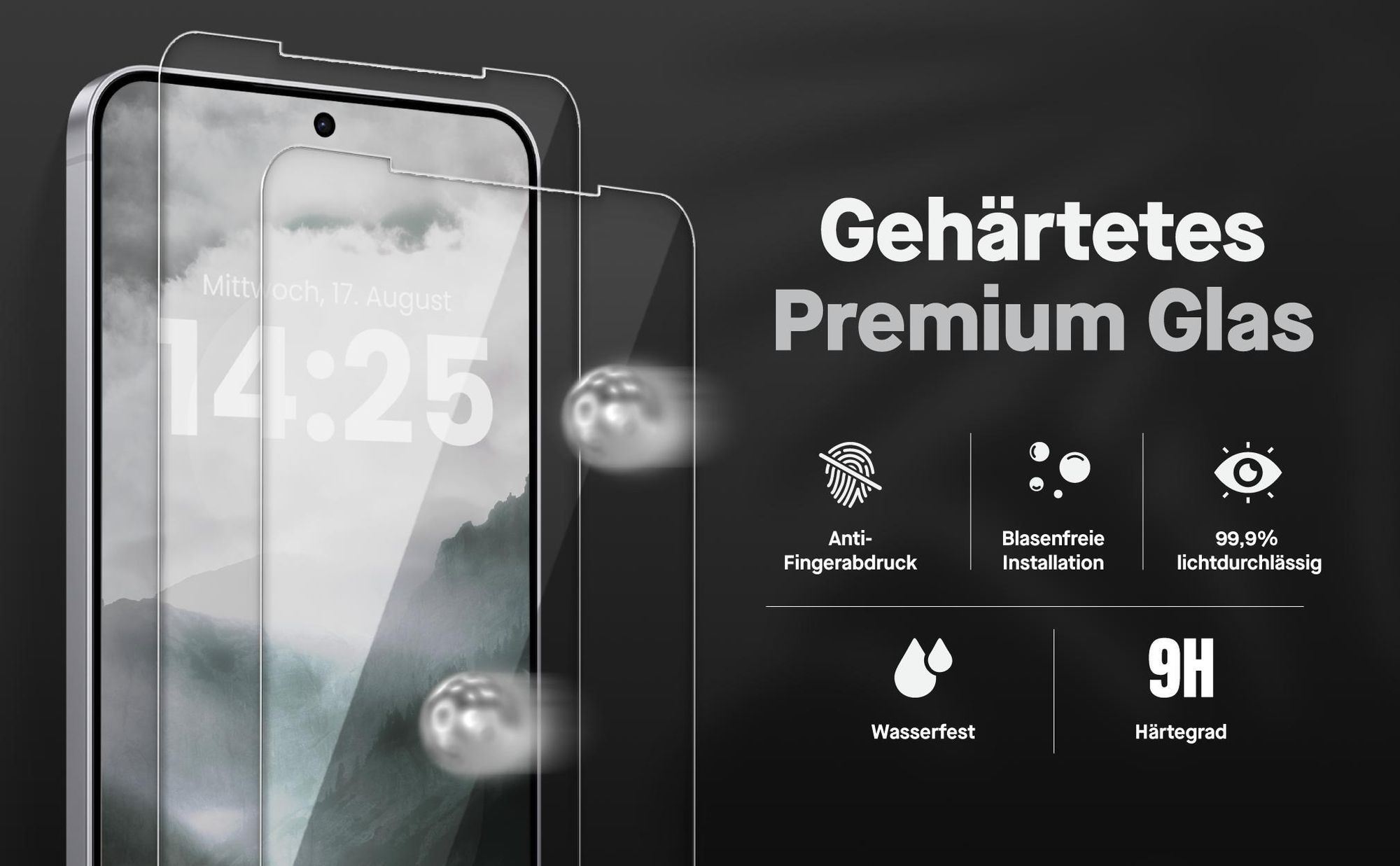 2x Displayschutz aus 9H Glas für Samsung Galaxy A57 5G in passgenauem Design