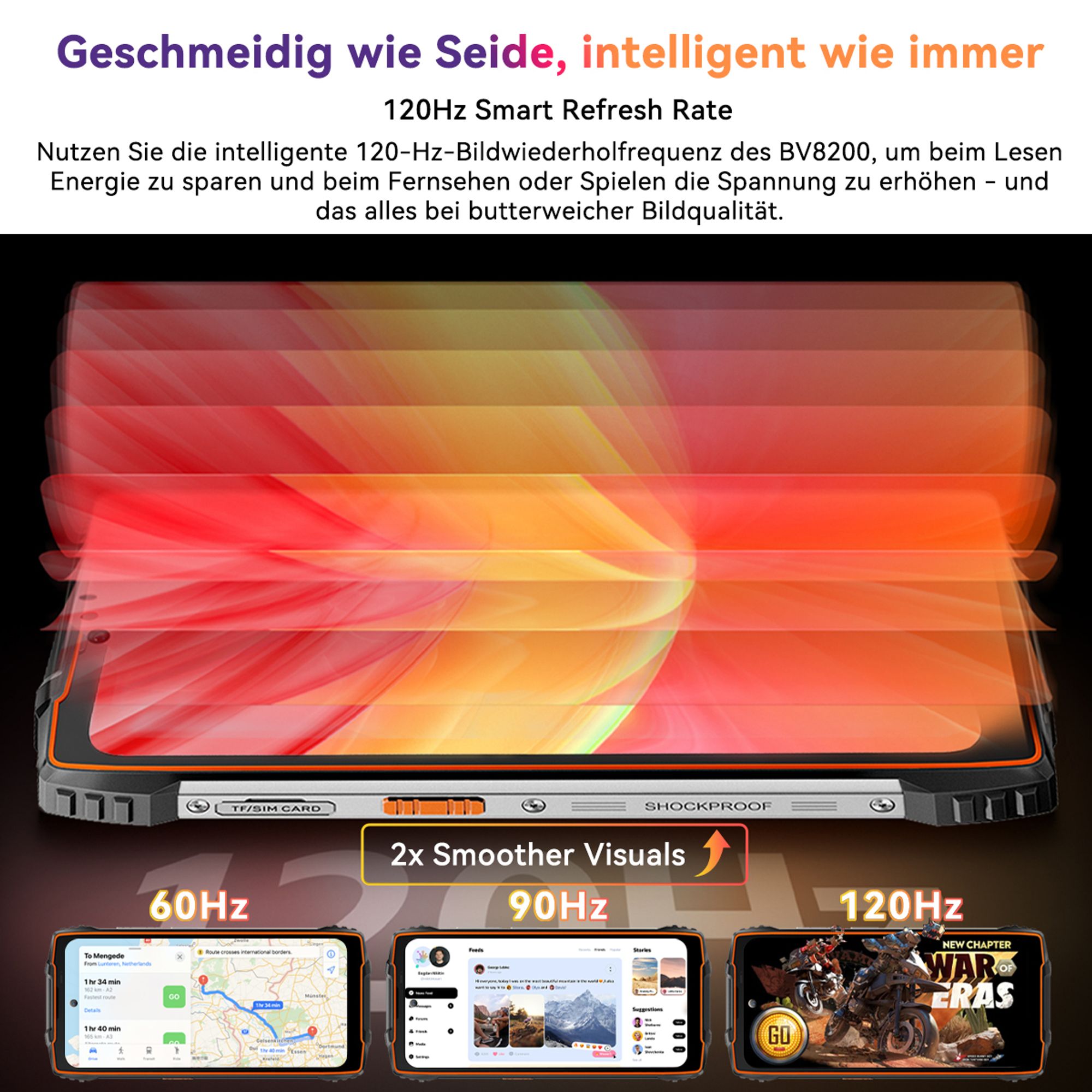 2026 Blackview BV8200 Robustes Outdoor Handy 36GB+ 256GB,6,5" FHD+1.3'' Doppel Bildschirm, 8800mAh, 50MP, Helio G100, NFC, IP68, 170 Lumen