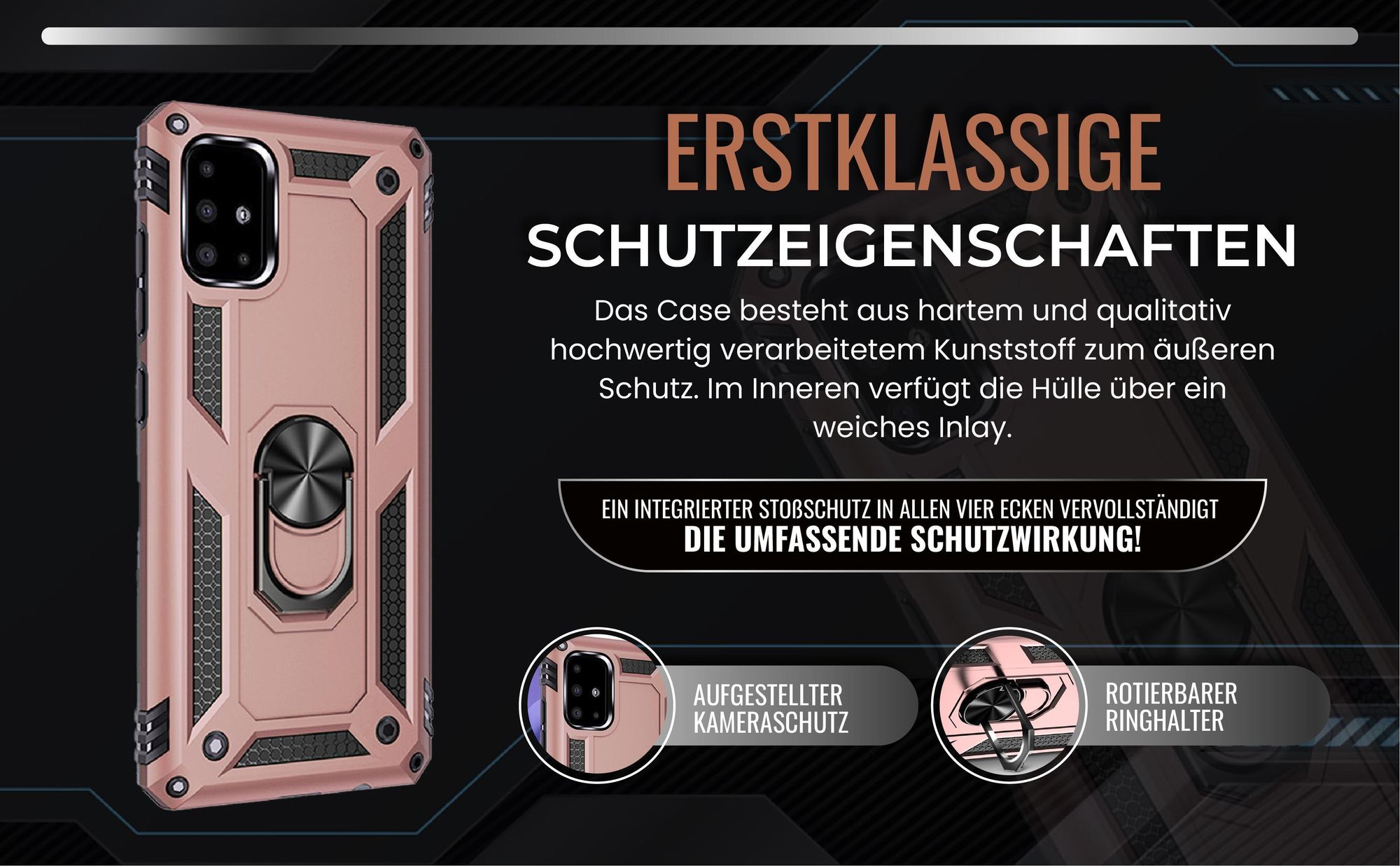 Handycase in Rosegold für Samsung Galaxy A51 mit Kameraschutz