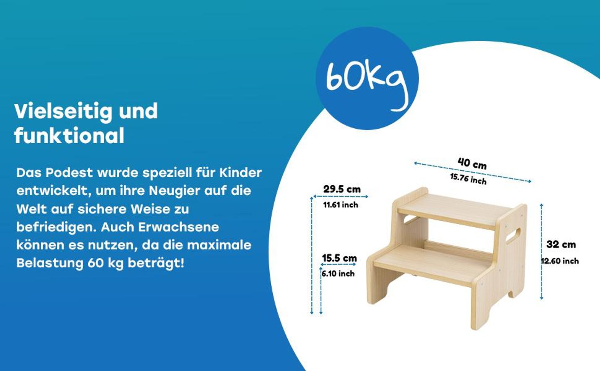 Obubu Tritthocker für Kinder, Montessori, Tritthocker Kinder, 2 Stufen - Weiß