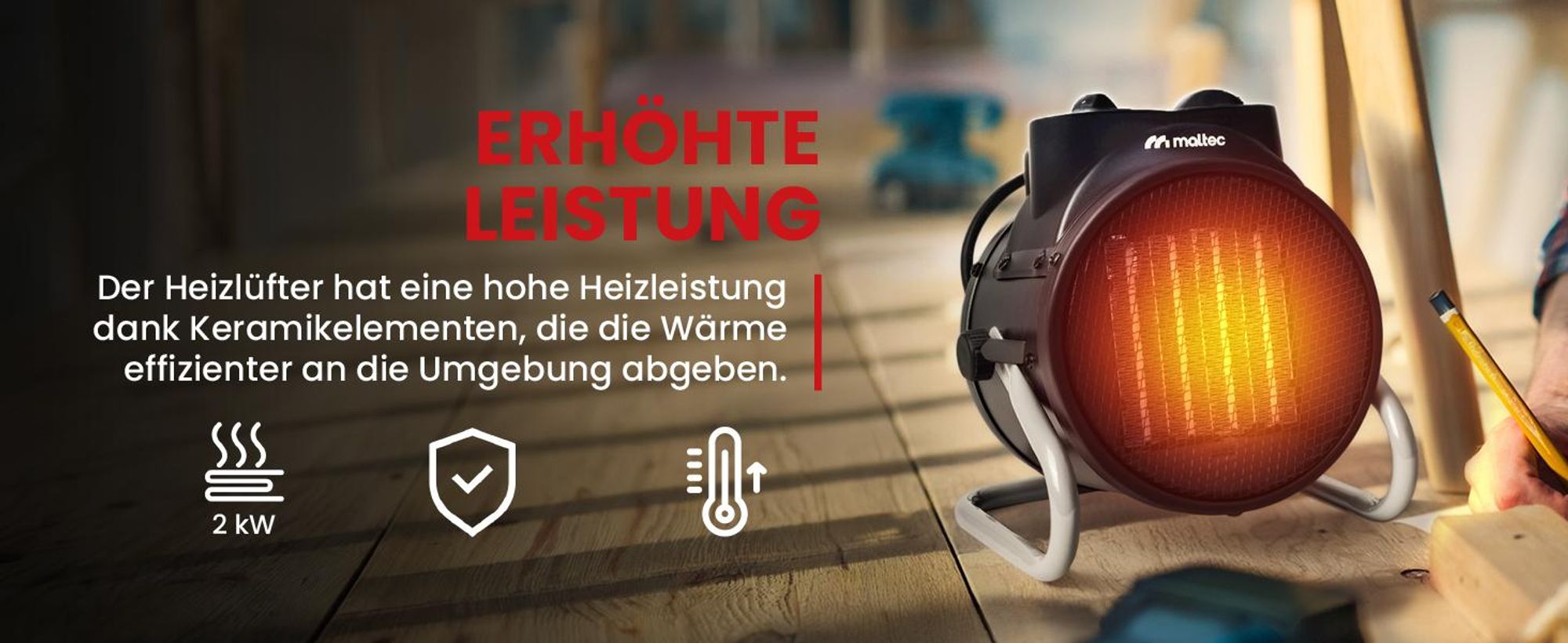 Heizlüfter mit Thermostat für Büro Haus Werkstatt