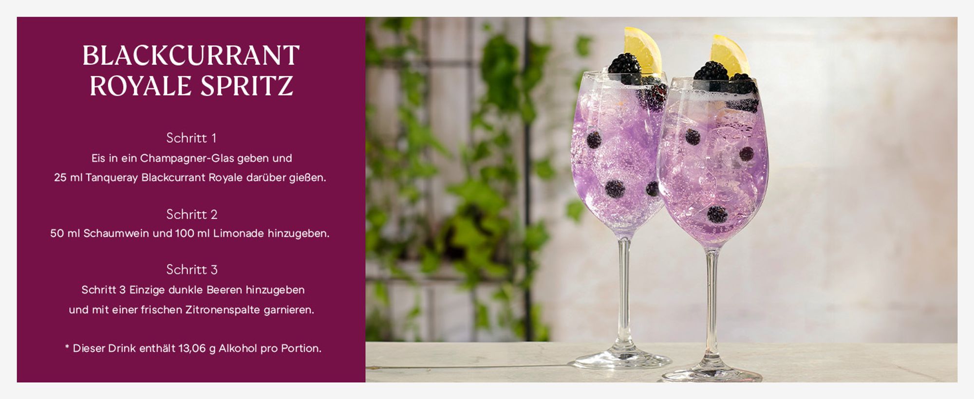 Tanqueray Blackcurrant Royale Gin, Johannisbeer-Aroma, 41,3% vol, 700ml Einzelflasche