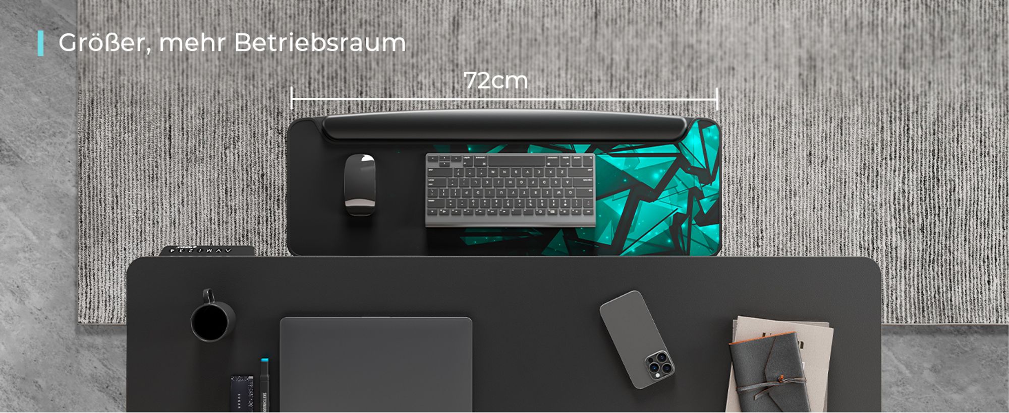 EUREKA ERGONOMIC Tastaturauszug Verstellbar Tastaturhalterung Schwenkbar Tastaturschublade mit Mauspad Tastaturablage für Büro Schreibtisch Gaming