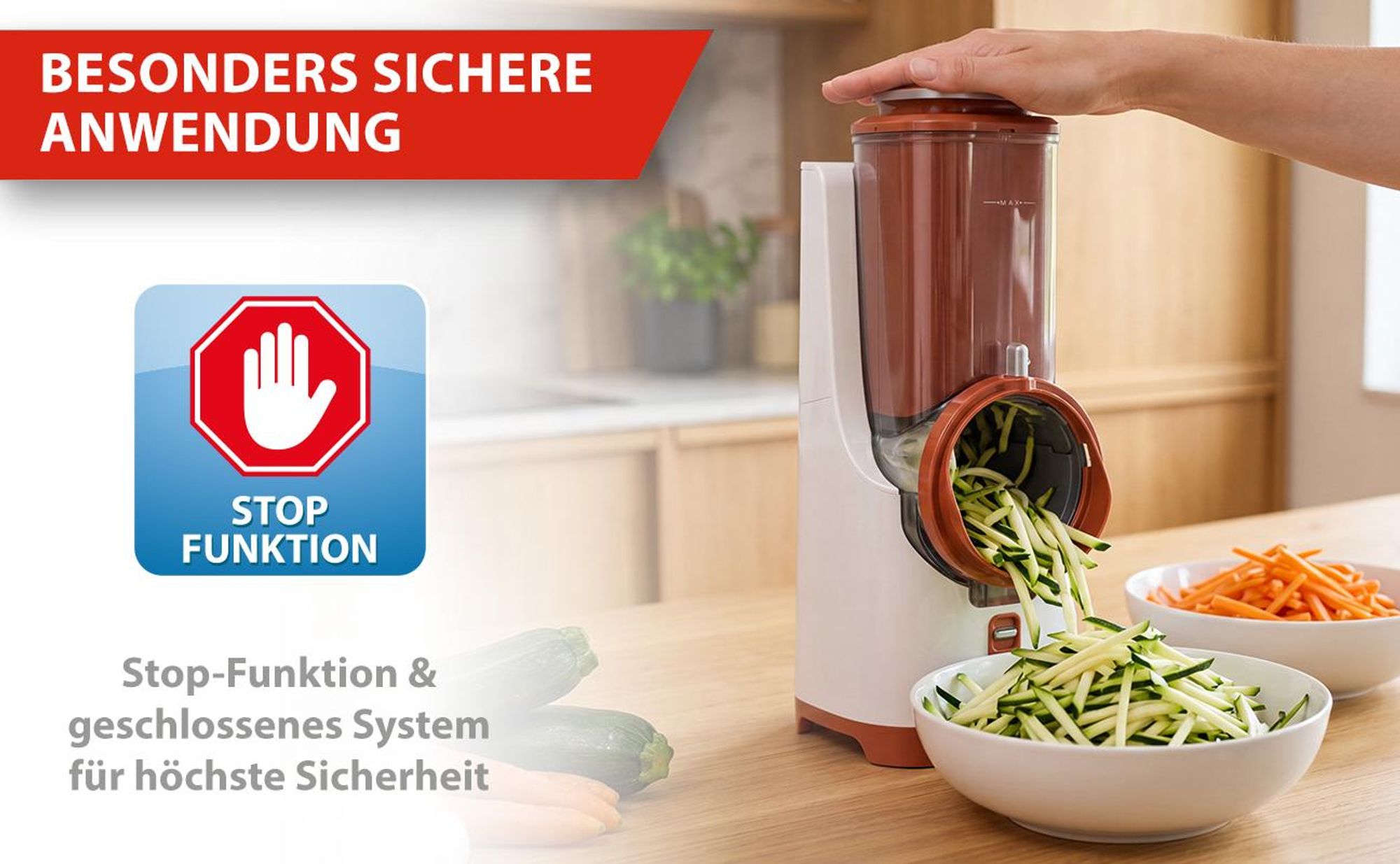 Genius Nicer Dicer Electro PRO Set 32-tlg., terracotta, Gemüseschneider elektrisch mit 9 Einsätzen, zum Reiben, Hobeln, Würfeln & Schneiden