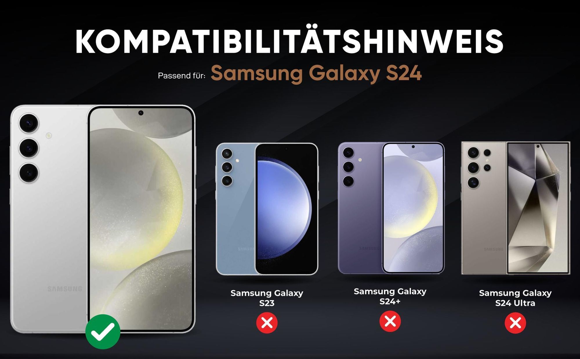 Kompatibilitätshinweise Hülle für Samsung Galaxy S24