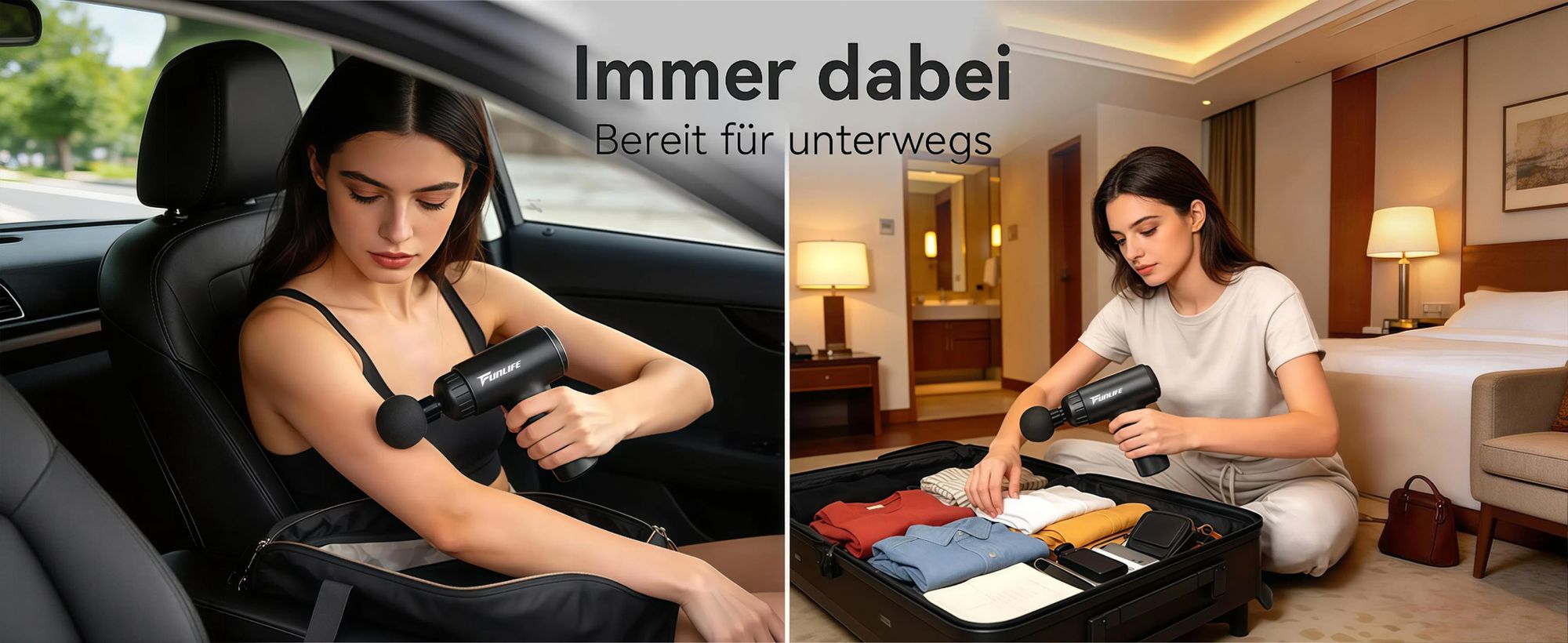 FunLife M2 Mini Massagepistole & Faszienpistole, 12 mm Tiefenhub, 6 Stufen, 4 Massageköpfe, USB-C, leise <45 dB, nur 0,5 kg，Mint Green
