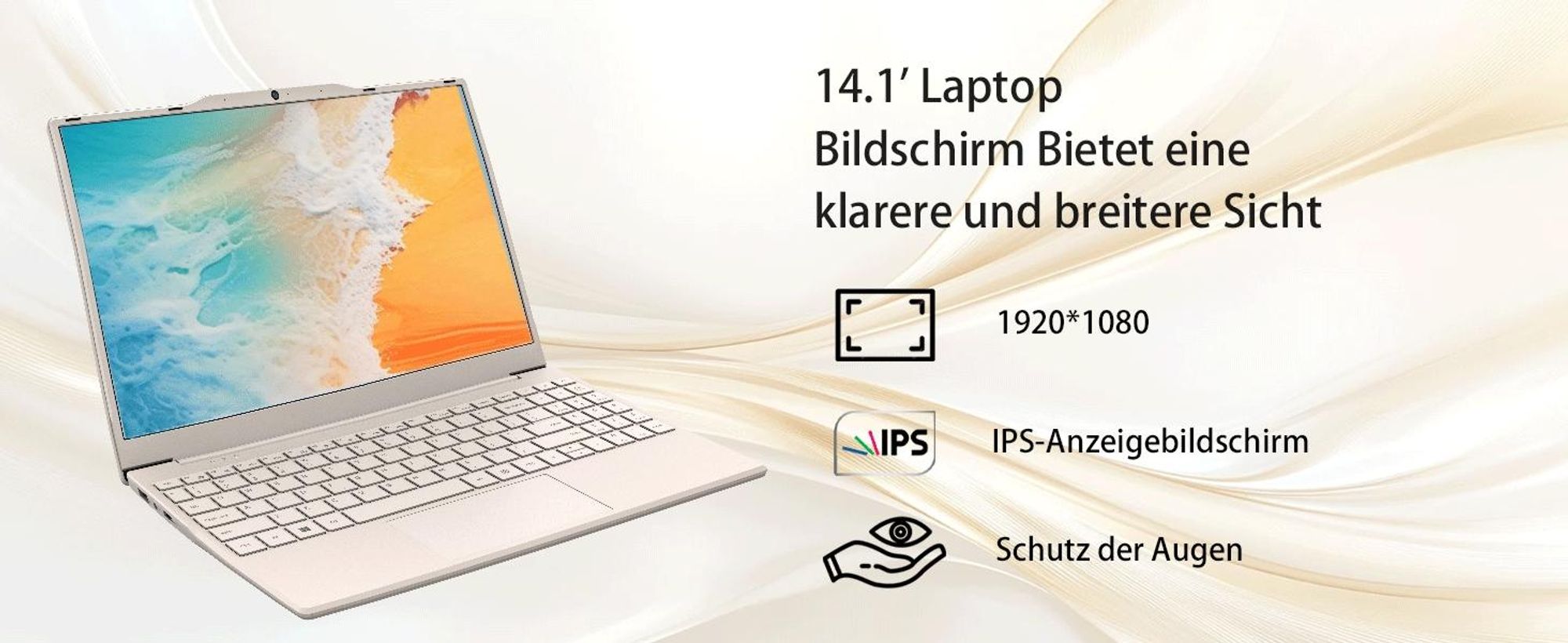 Molegar 14.1-Zoll-Laptop-Computer, 8 GB DDR4 256 GB SSD, Quad-Core Intel N5095 CPU (bis zu 2,9 GHz), Studenten-/Business-Laptop mit 1080P FHD-Display, 2,4 / 5G WiFi, Perfektes Geschenk, Webcam, USB 3.0, Tastatur mit Hintergrundbeleuchtung (Rosa)