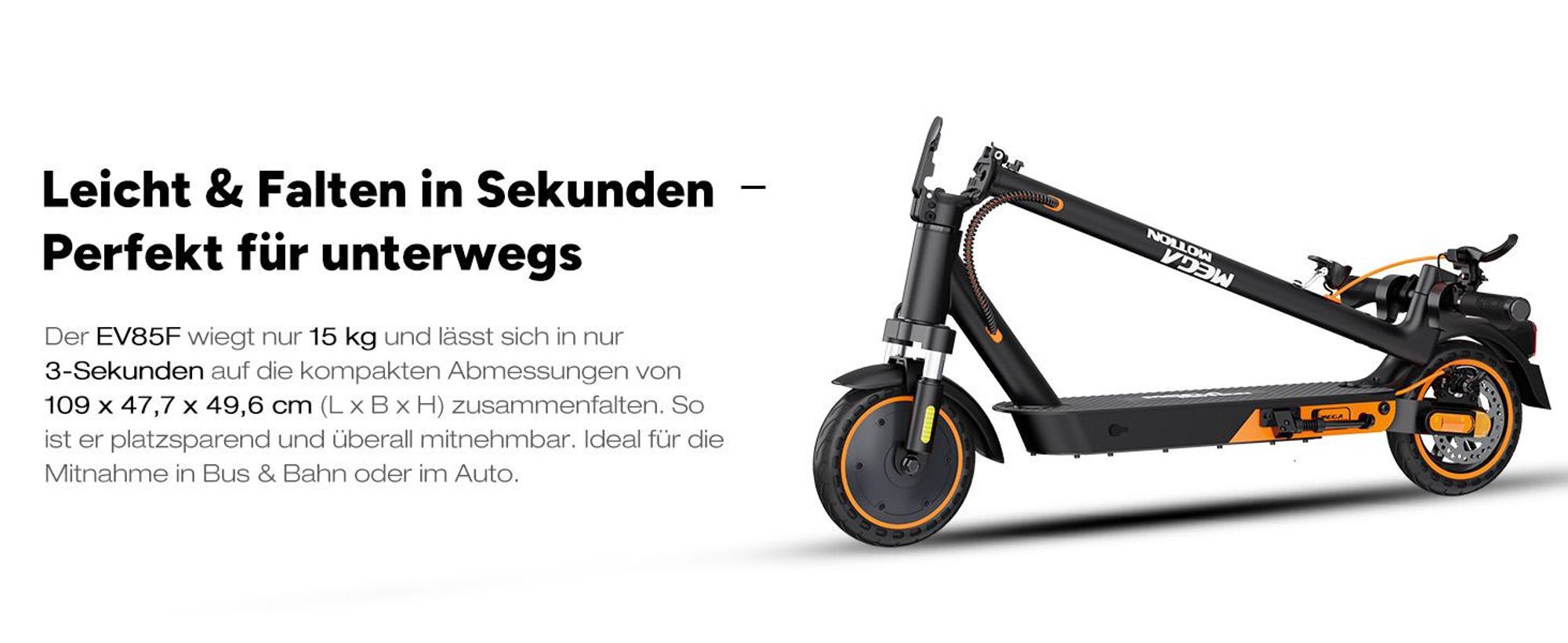 MEGA MOTION E-Scooter mit Straßenzulassung, Elektroroller mit 400W Motor, APP, max Speed 20KM/H, 7,8AH Batterie, 15KG Gewicht, faltbar, Duales Bremsen