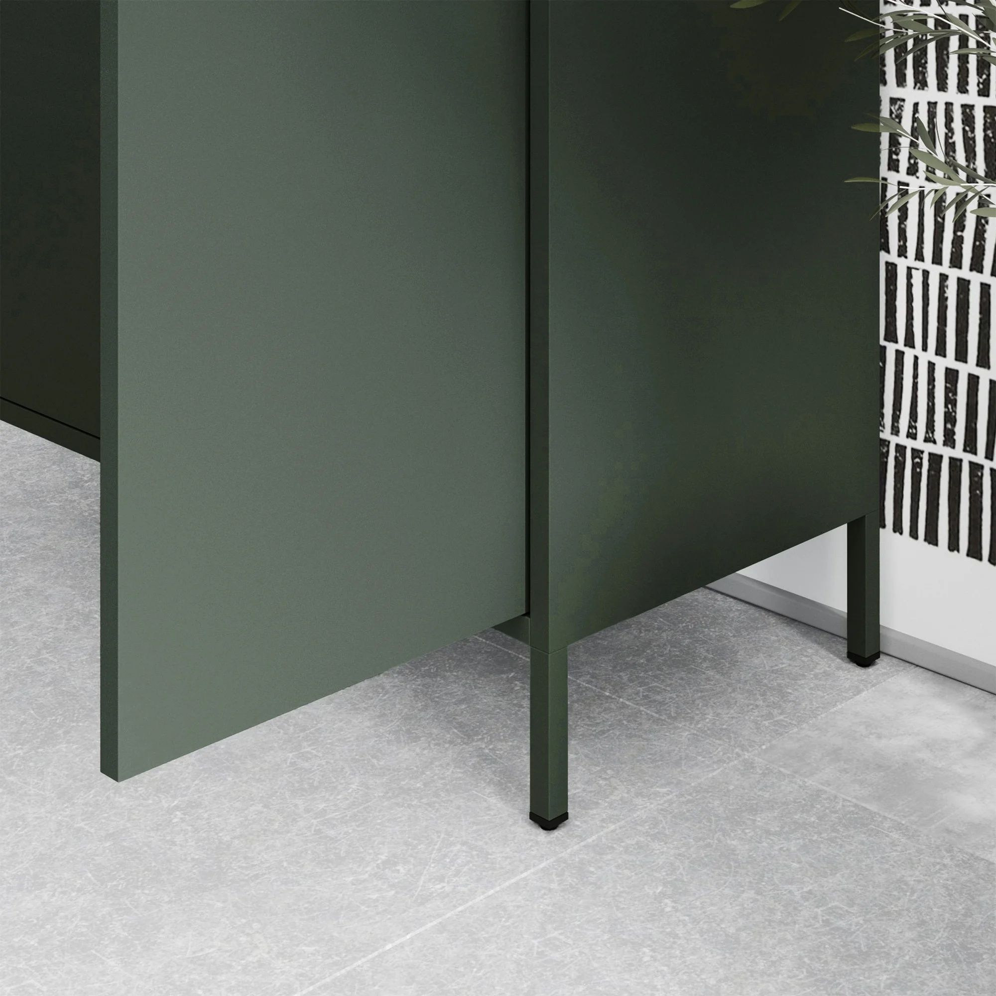Jan Nowak Kleiderschrank 2 Türig, Metallschrank Glitzernd - Flavio | Ablagen, Kleiderstange, Magnetverschluss | 80 x 185 x 45 cm | Flaschengrün