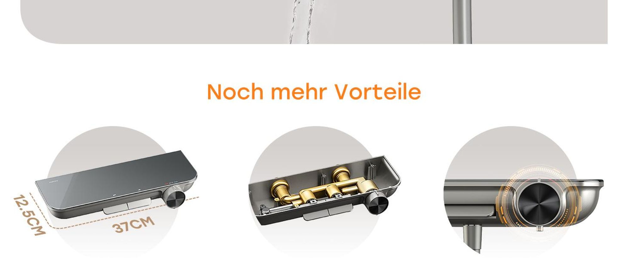 HOROW Regendusche Set mit Thermostatarmatur, Grau Duschset Duschsystem mit 4 Massage-Modi, Klappbares Duschset, Höhenverstellbar, für Badewannen