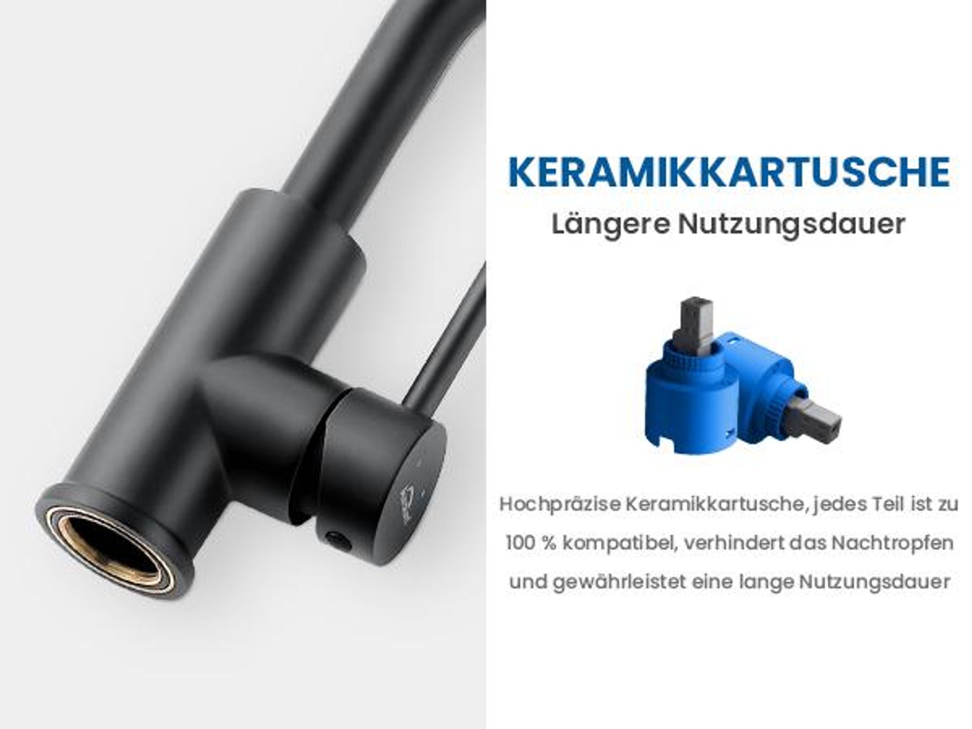 Waschtischarmatur 360° Drehbar Schwarz, Bleifrei Kalt Warm, Auralum MAX, Badarmatur Wasserhahn Bad, Mischbatterie Waschbeckenarmatur Schwarz