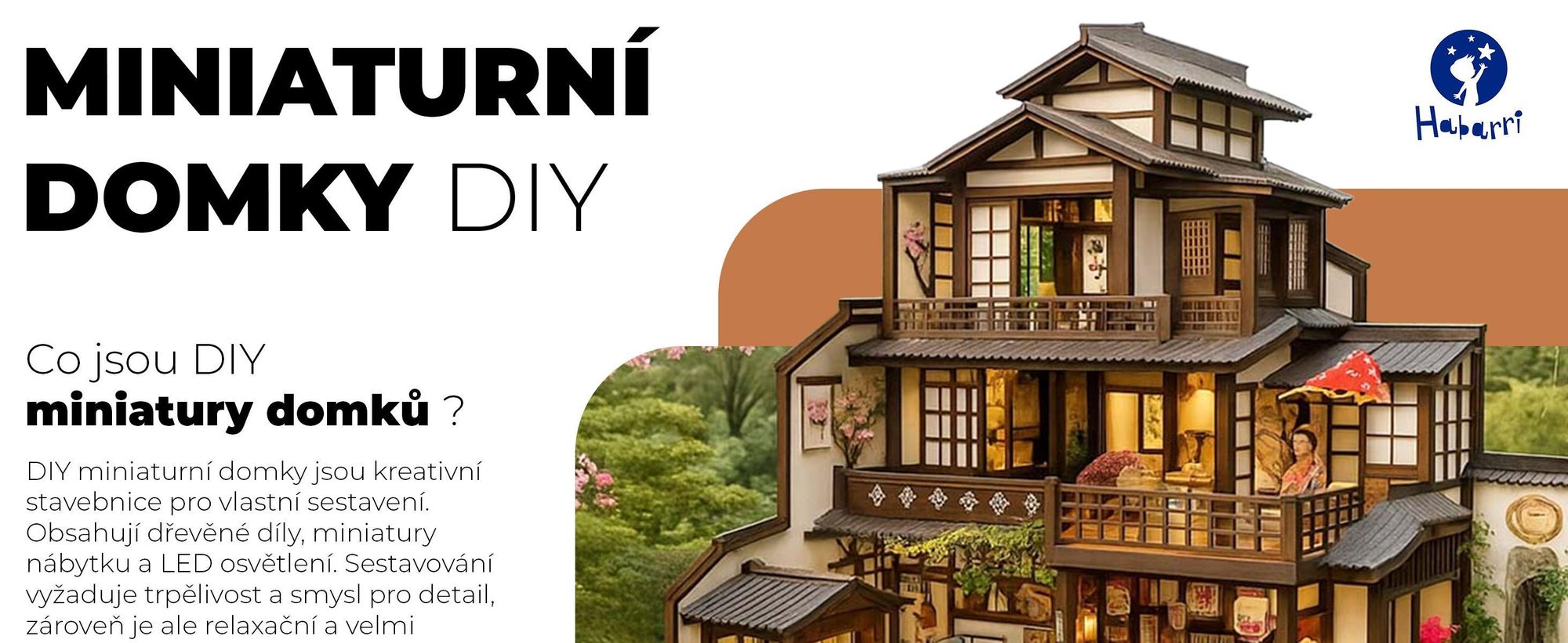 Miniaturní Domeček, Habarri, DIY Domeček pro Panenky, Dřevěný Domeček, Dárek pro Děti