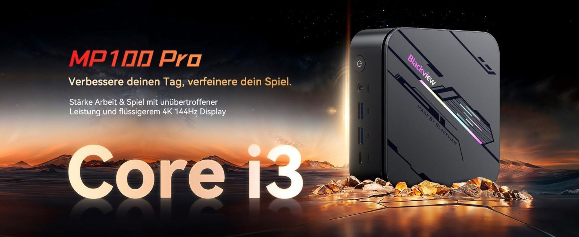 Blackview MP100 Pro Mini PC, Intel i3-1215U bis zu 4,4 GHz, 16GB DDR5 512GB PCIe 4.0 SSD, 4K@144Hz/WiFi 6/DP/HDMI/Windows 11 Pro